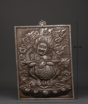 Sakya Mahakala Carved Wall Hanging | Buddhist Decor for Spiritual Protection & Blessings