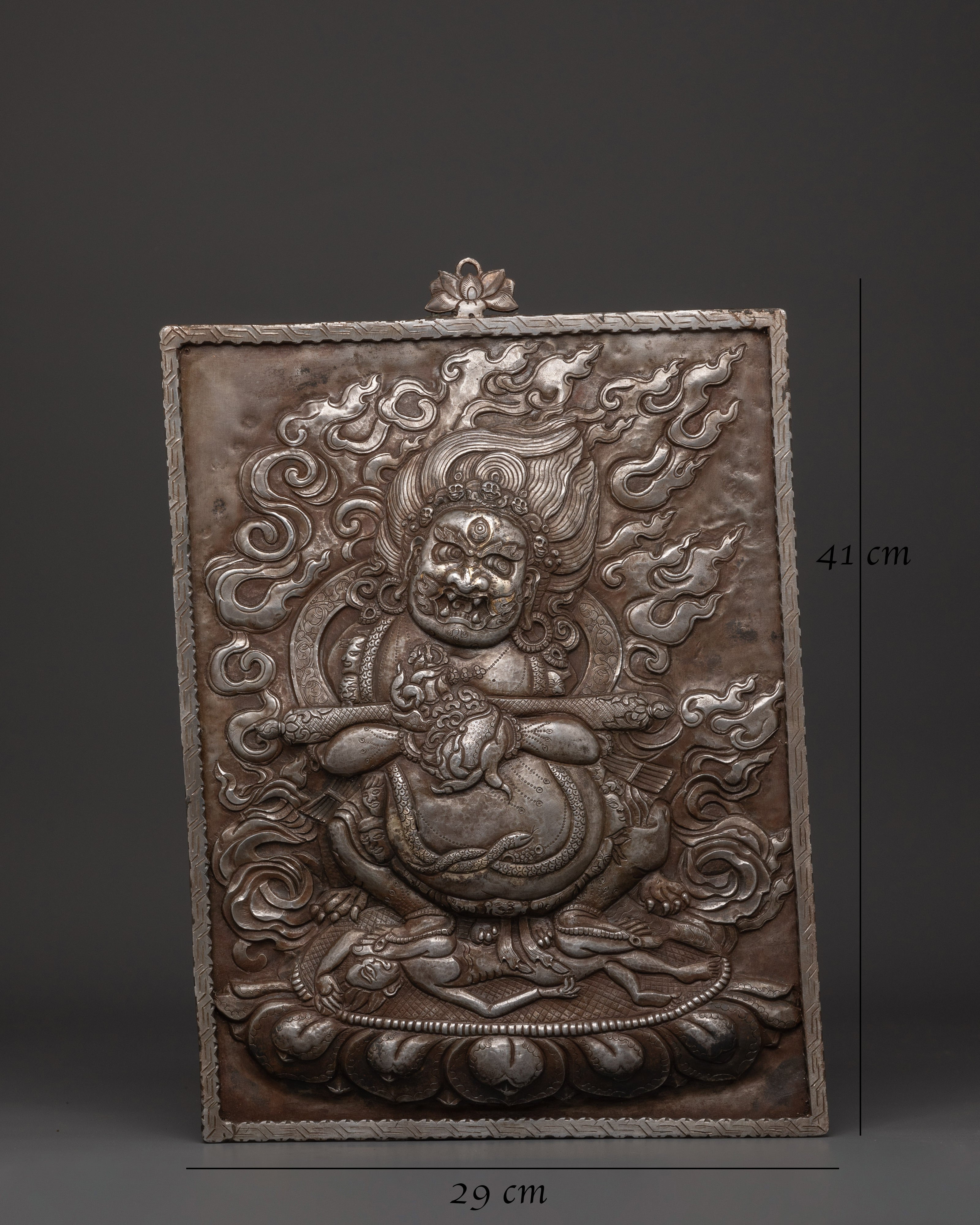 Sakya Mahakala Carved Wall Hanging | Buddhist Decor for Spiritual Protection & Blessings