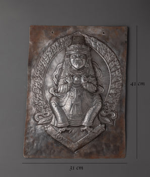 Handcrafted Engraved Buddha Wall Hanging Panel | Tibetan Buddhist Metal Relief Art