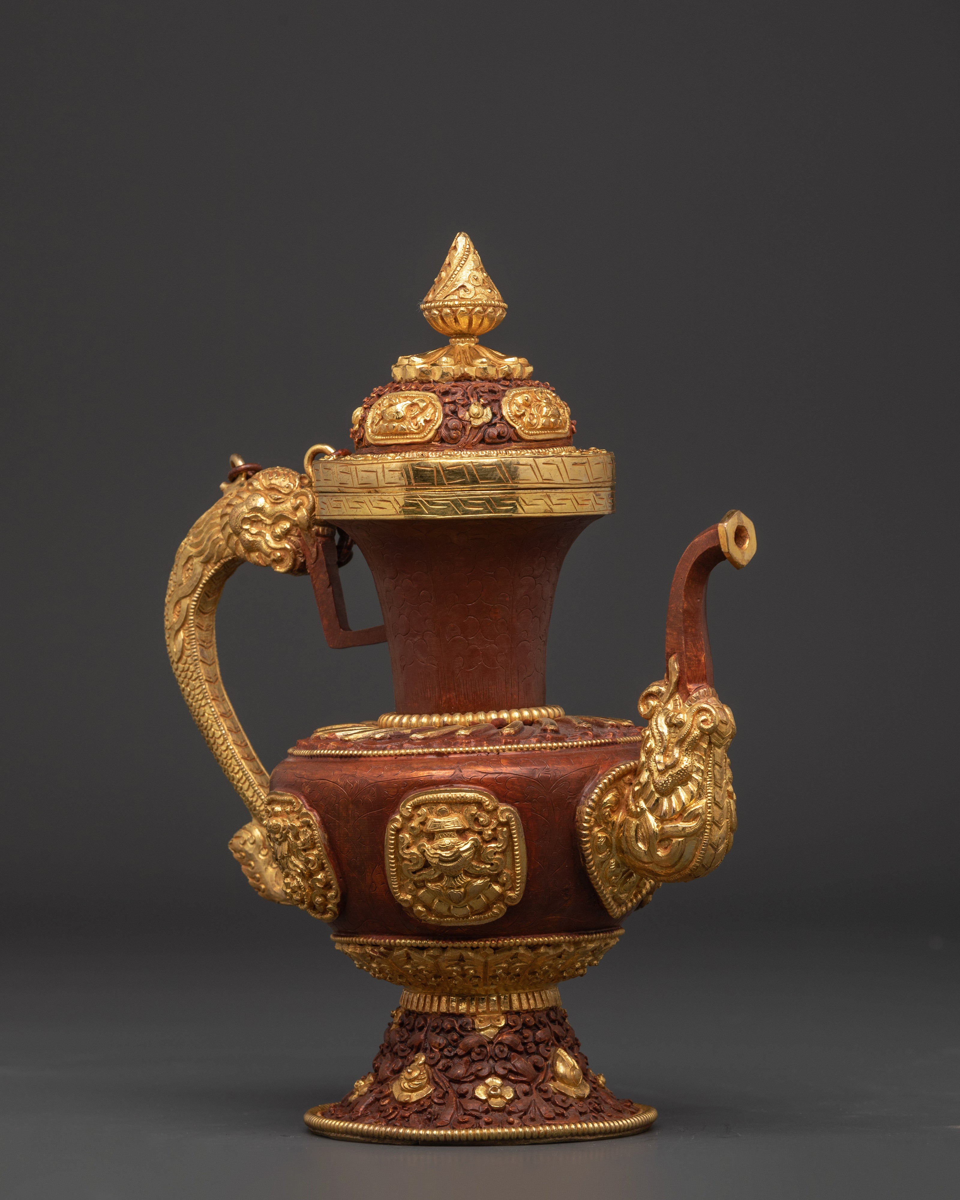 Gold-Plated Copper Teapot For Home Decor | Himalayan Sacred Artwork
