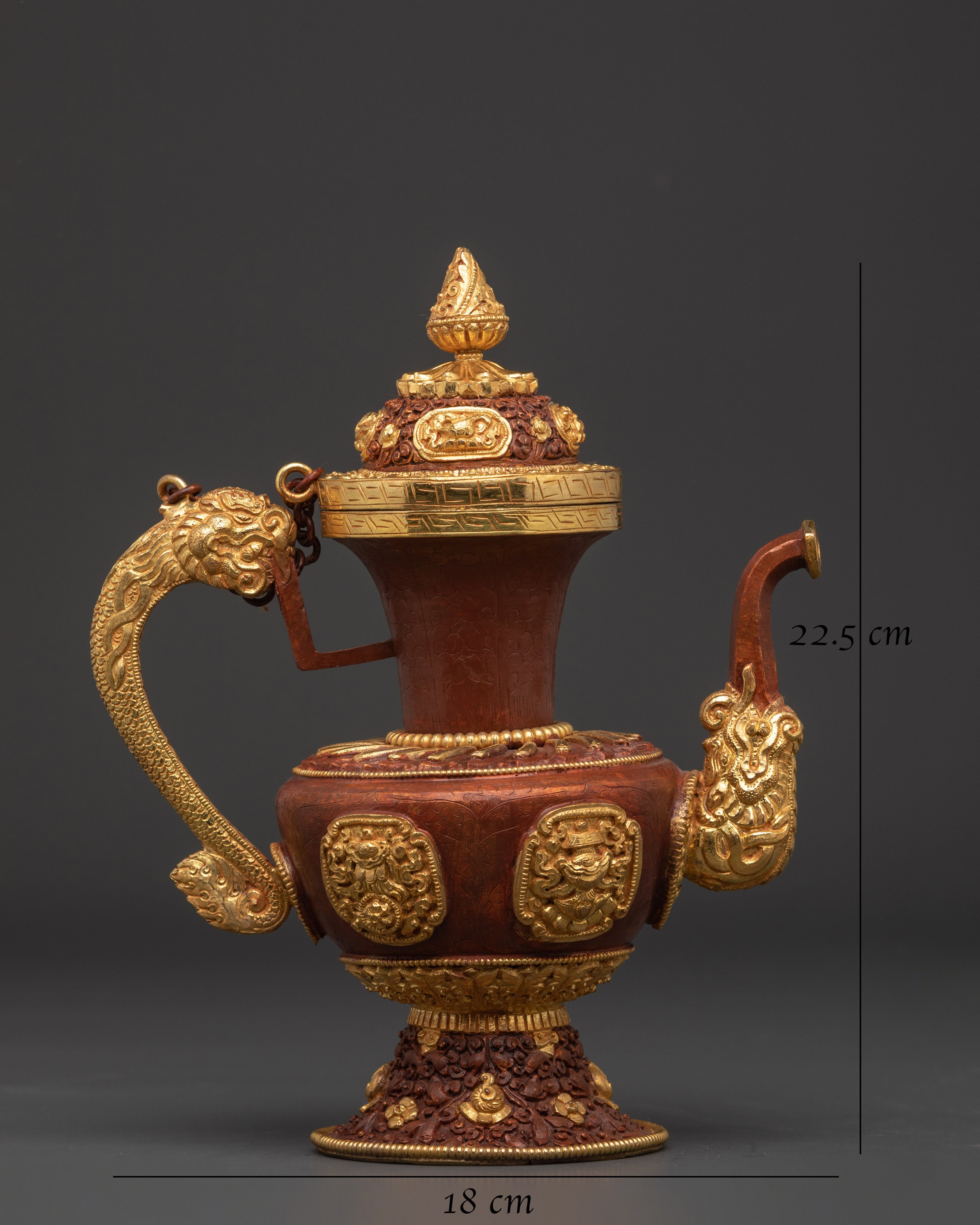 Gold-Plated Copper Teapot For Home Decor | Himalayan Sacred Artwork