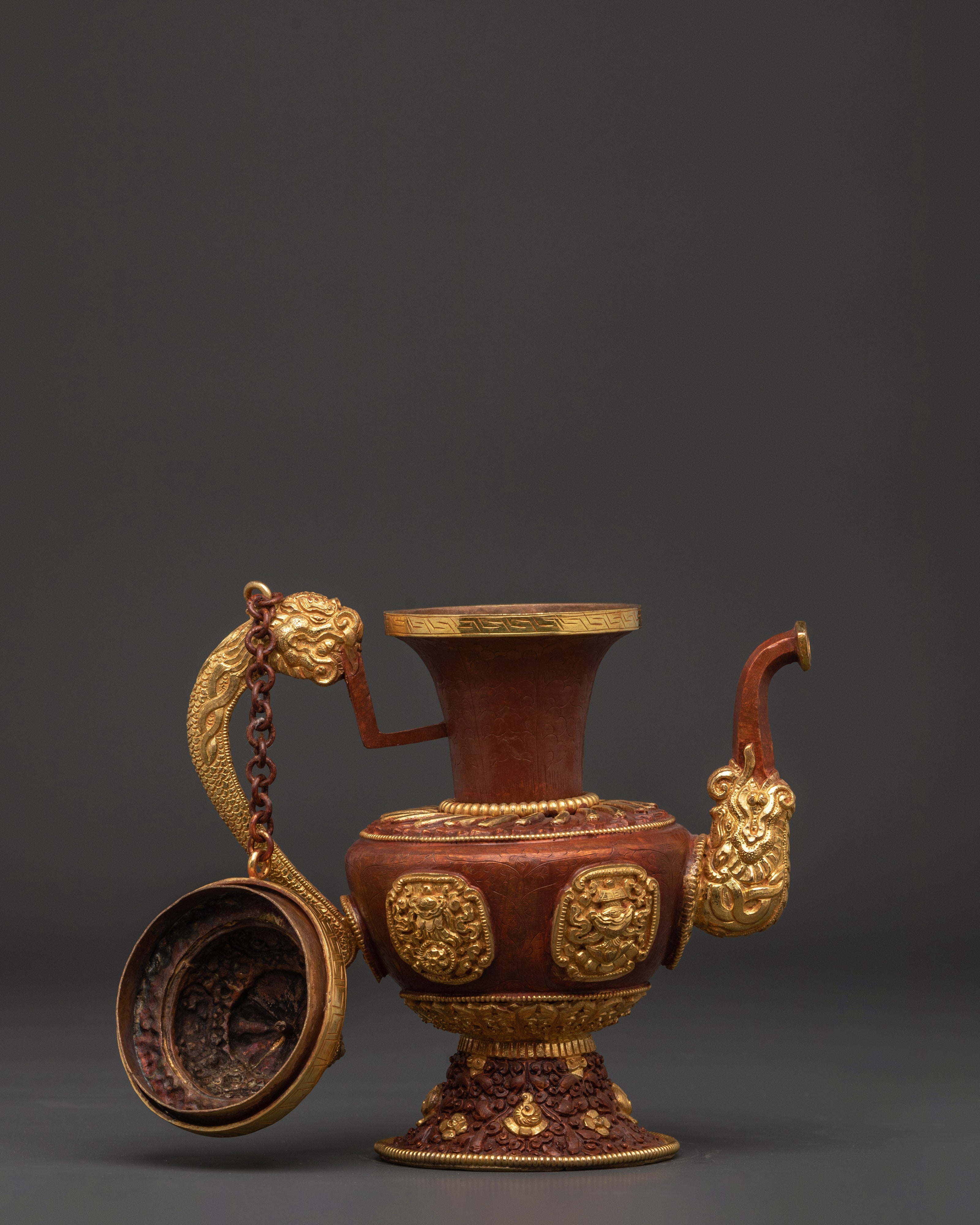 Gold-Plated Copper Teapot For Home Decor | Himalayan Sacred Artwork