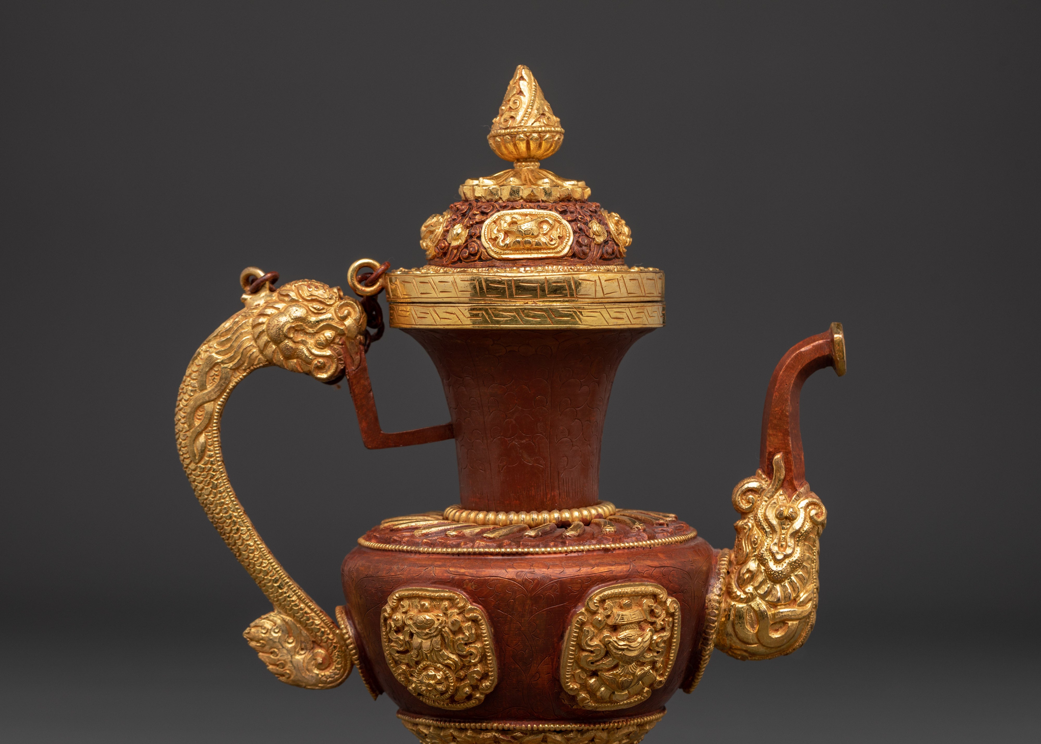 Gold-Plated Copper Teapot For Home Decor | Himalayan Sacred Artwork
