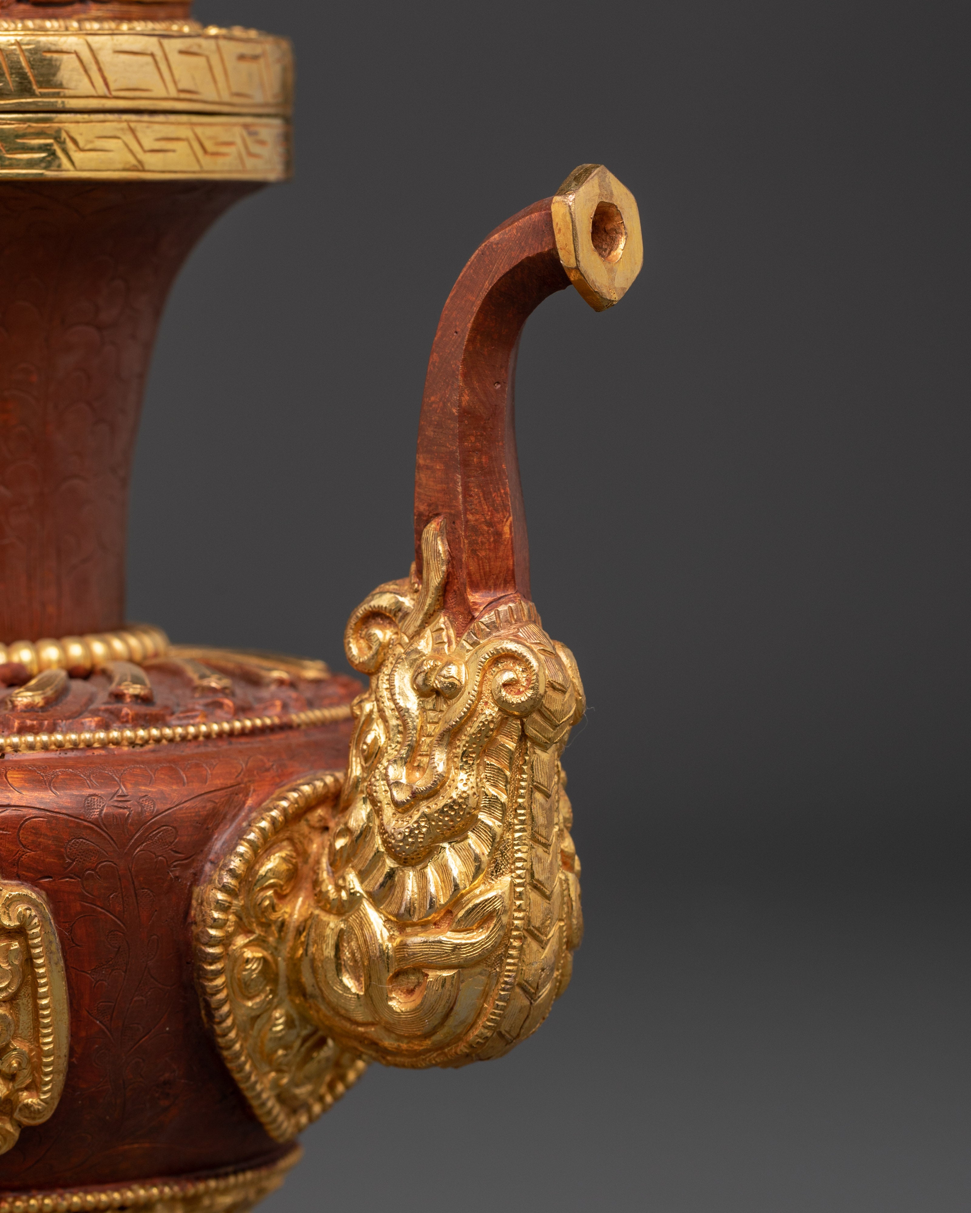 Gold-Plated Copper Teapot For Home Decor | Himalayan Sacred Artwork