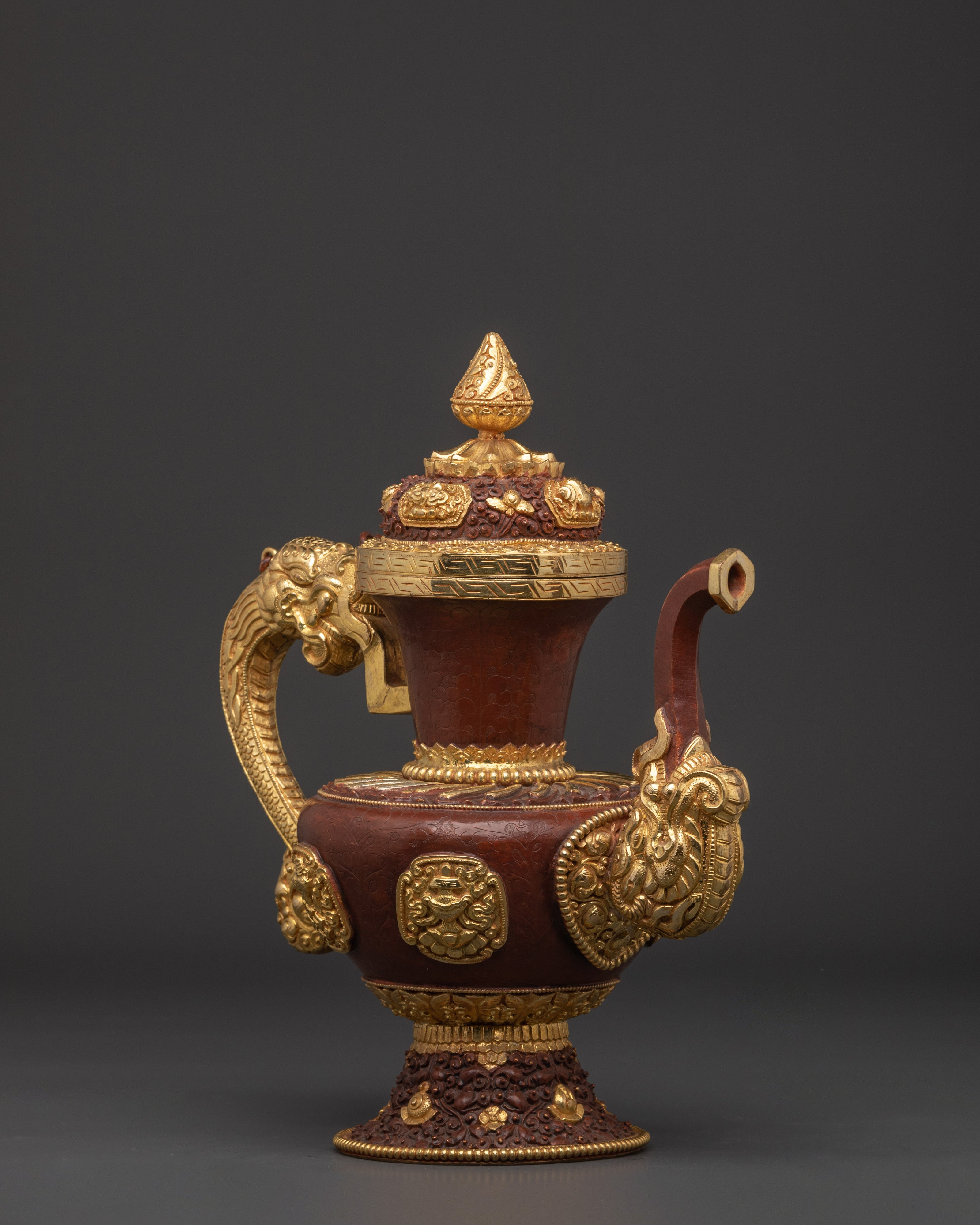 Handcrafted Copper Oxidized Tibetan Teapot | Traditional Buddhist Artwork