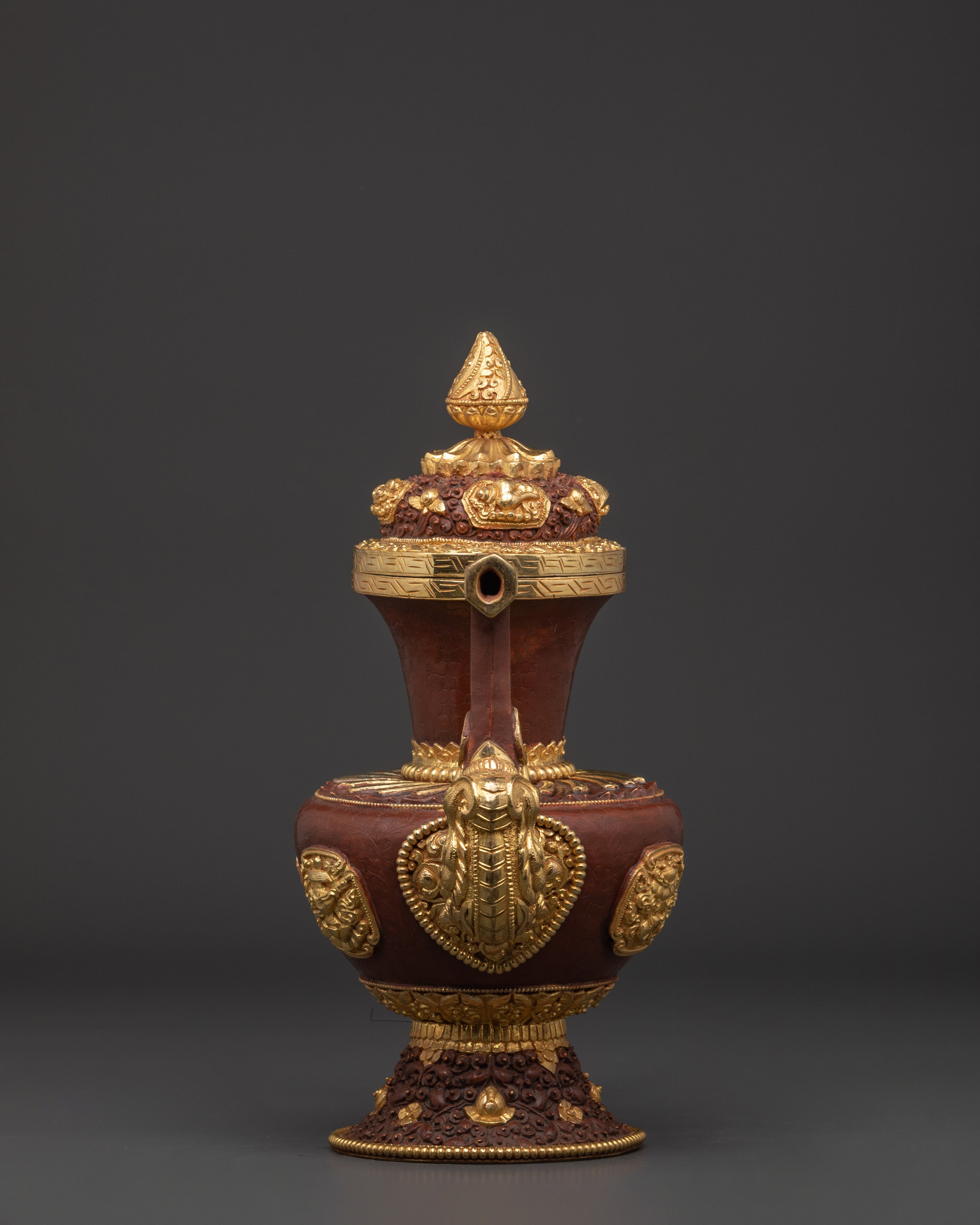 Handcrafted Copper Oxidized Tibetan Teapot | Traditional Buddhist Artwork
