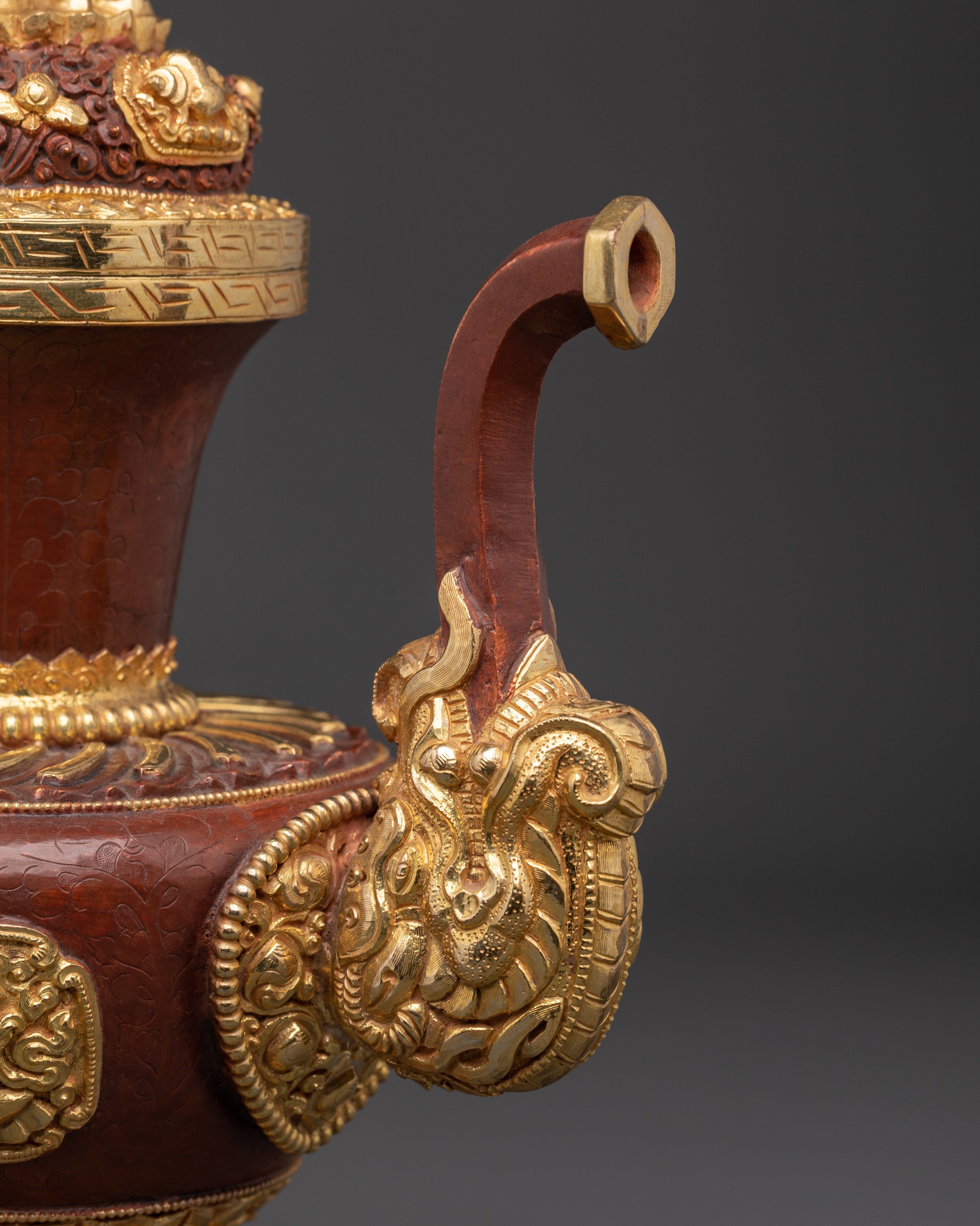 Handcrafted Copper Oxidized Tibetan Teapot | Traditional Buddhist Artwork