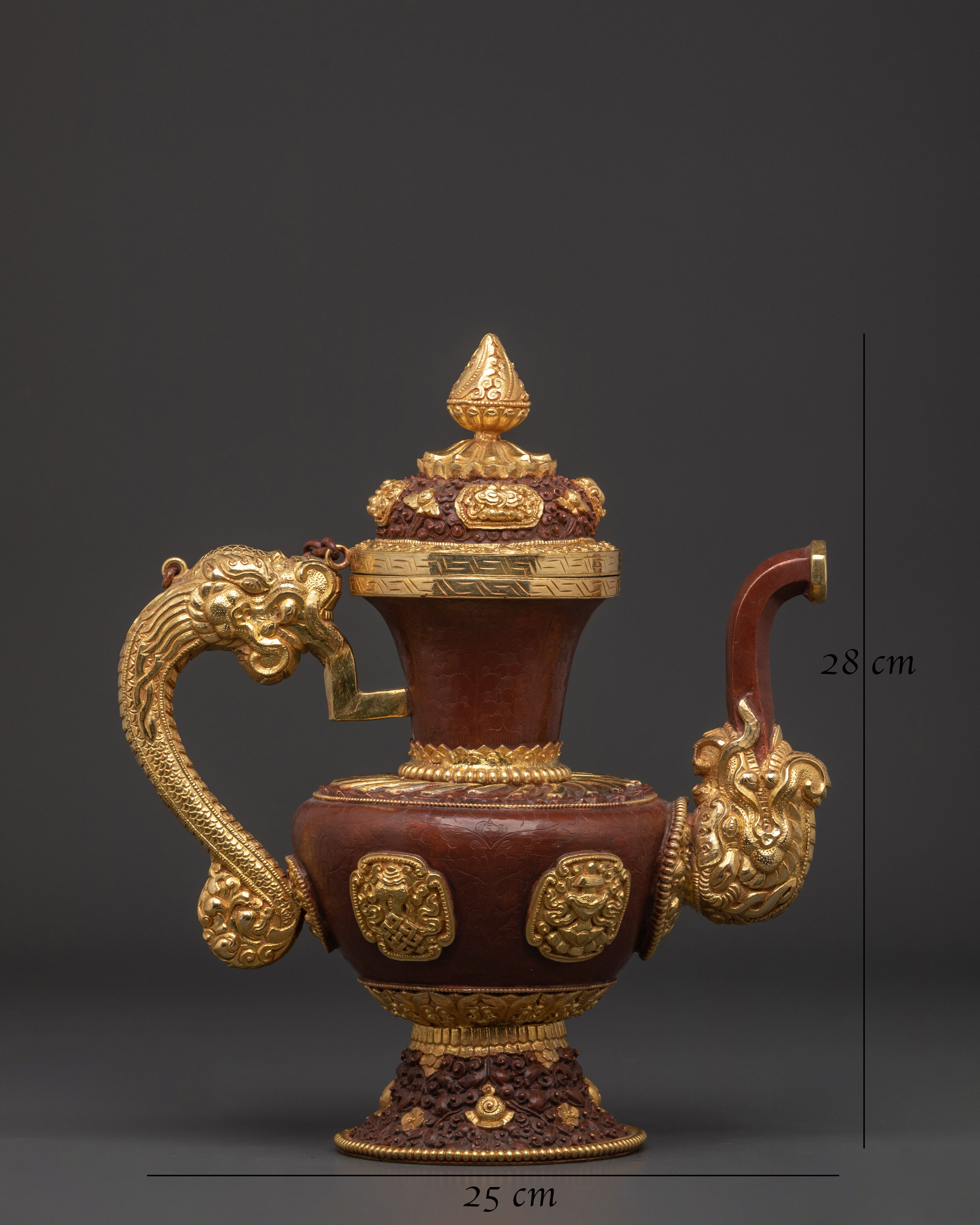 Handcrafted Copper Oxidized Tibetan Teapot | Traditional Buddhist Artwork