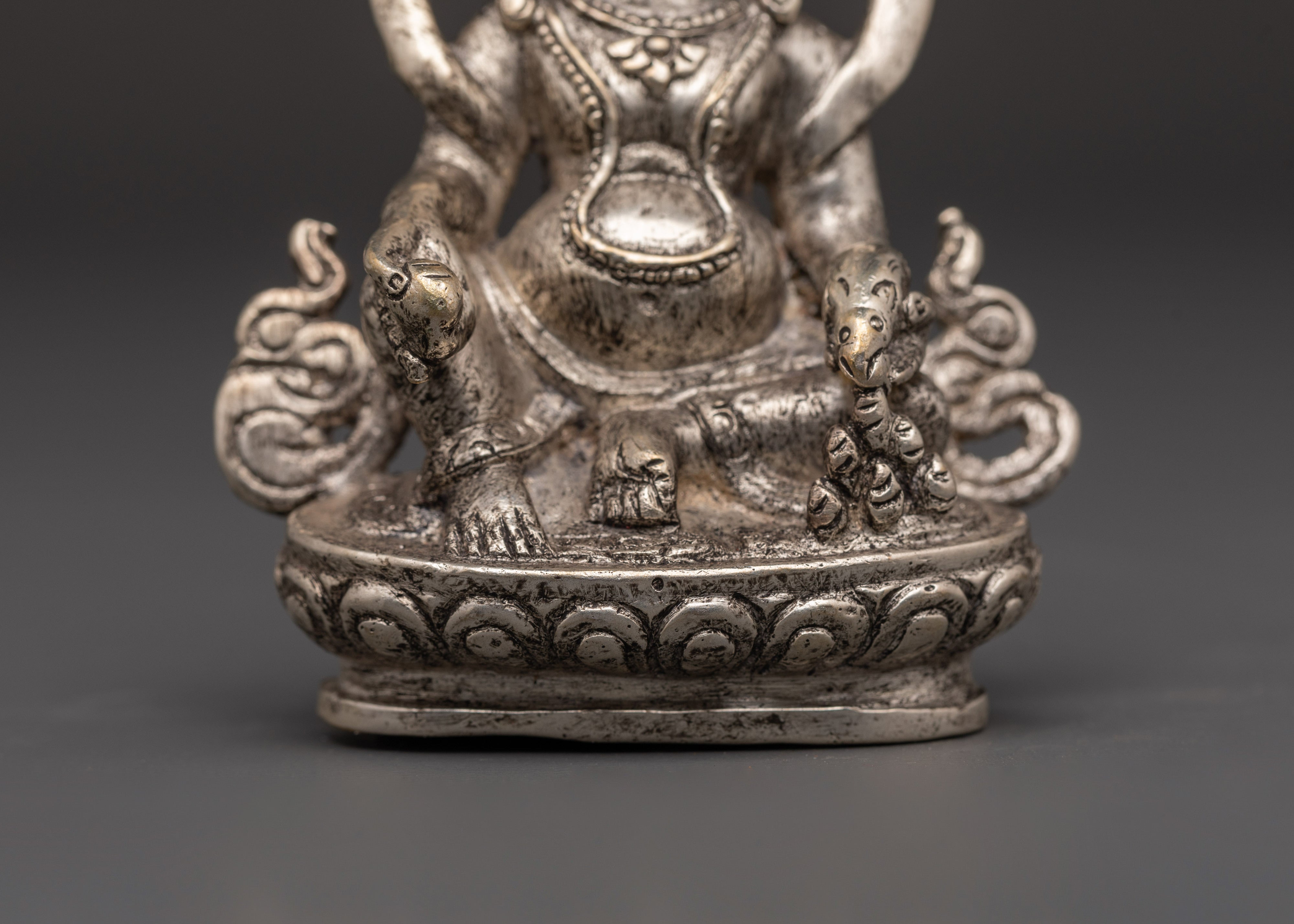 Tibetan Wealth Deity Dzambala | Silver-Plated Buddhist Statue