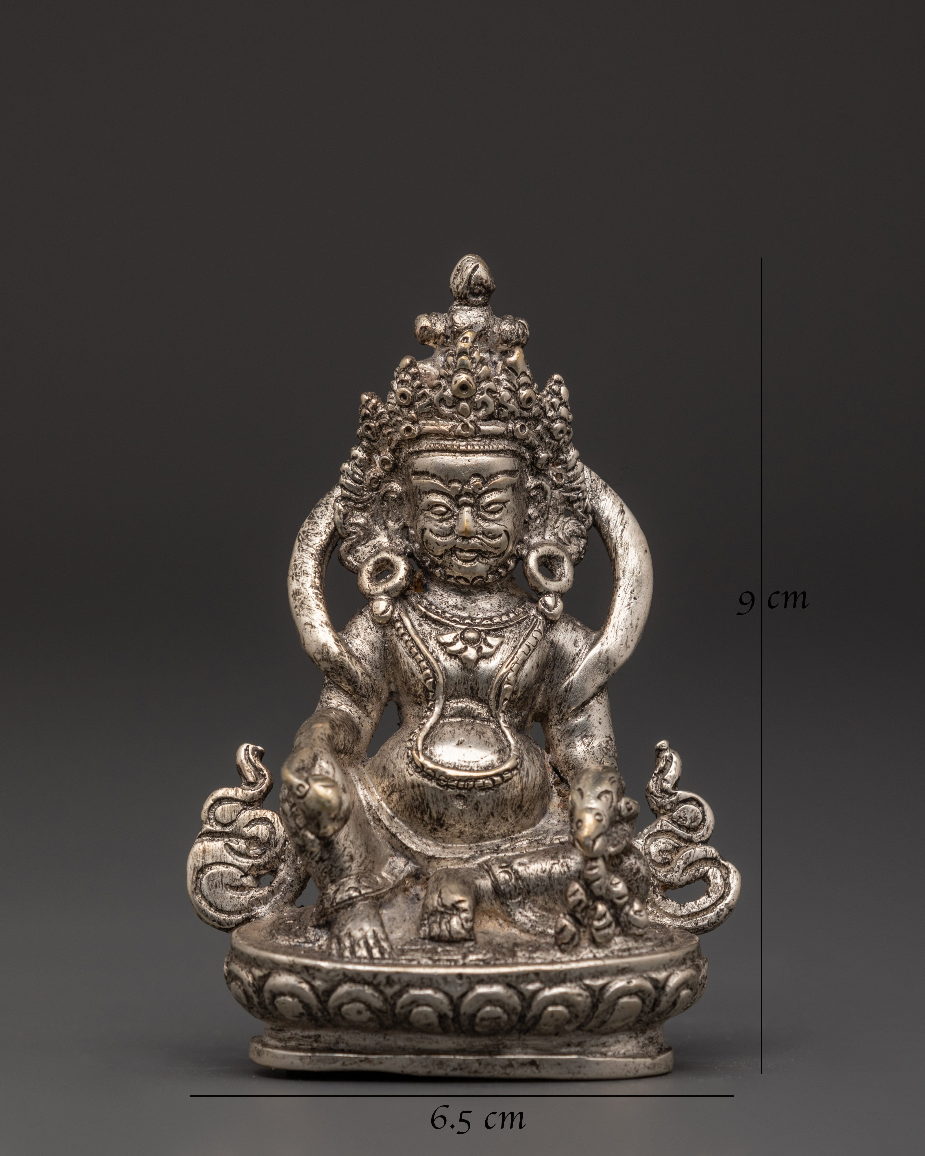 Tibetan Wealth Deity Dzambala | Silver-Plated Buddhist Statue