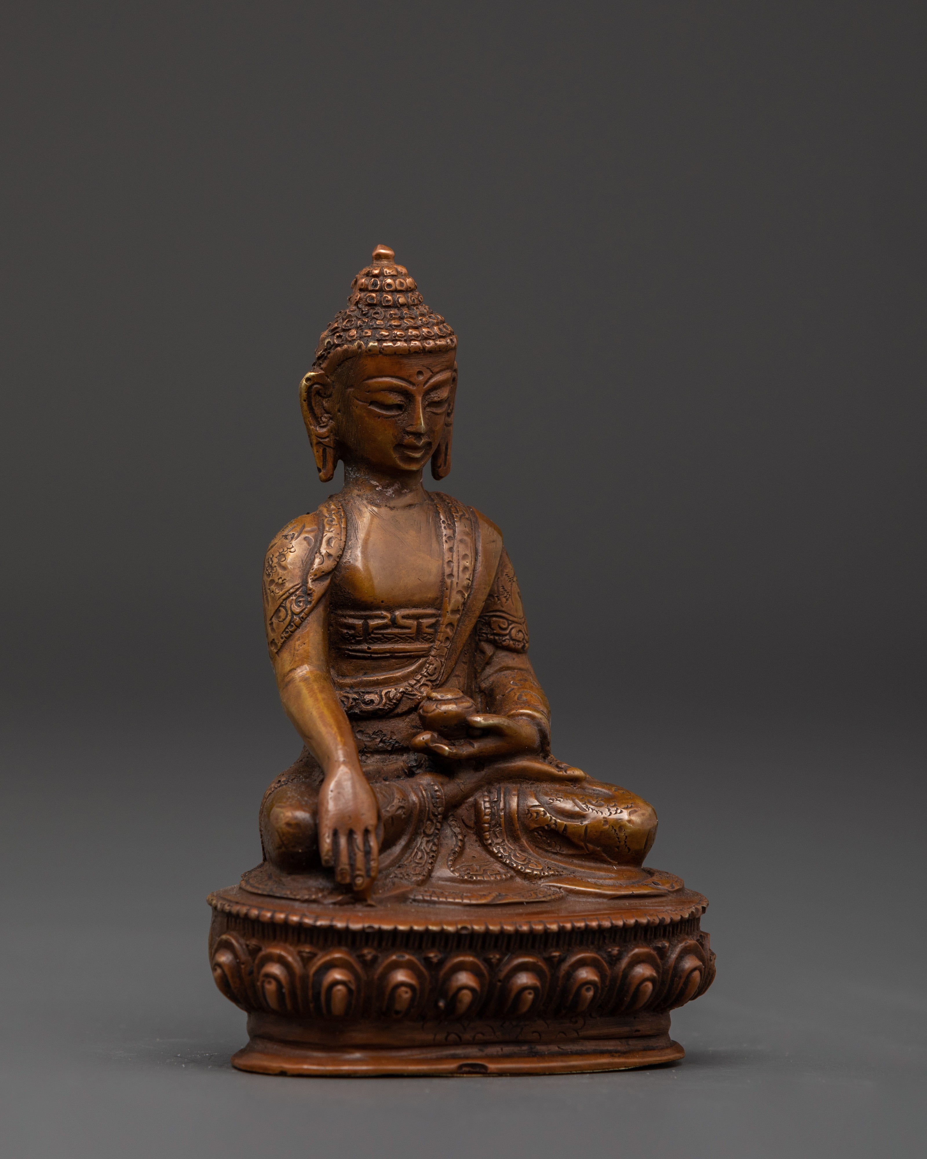 Copper Oxidized Shakyamuni Buddha | For Spiritual Home and Altar Decor