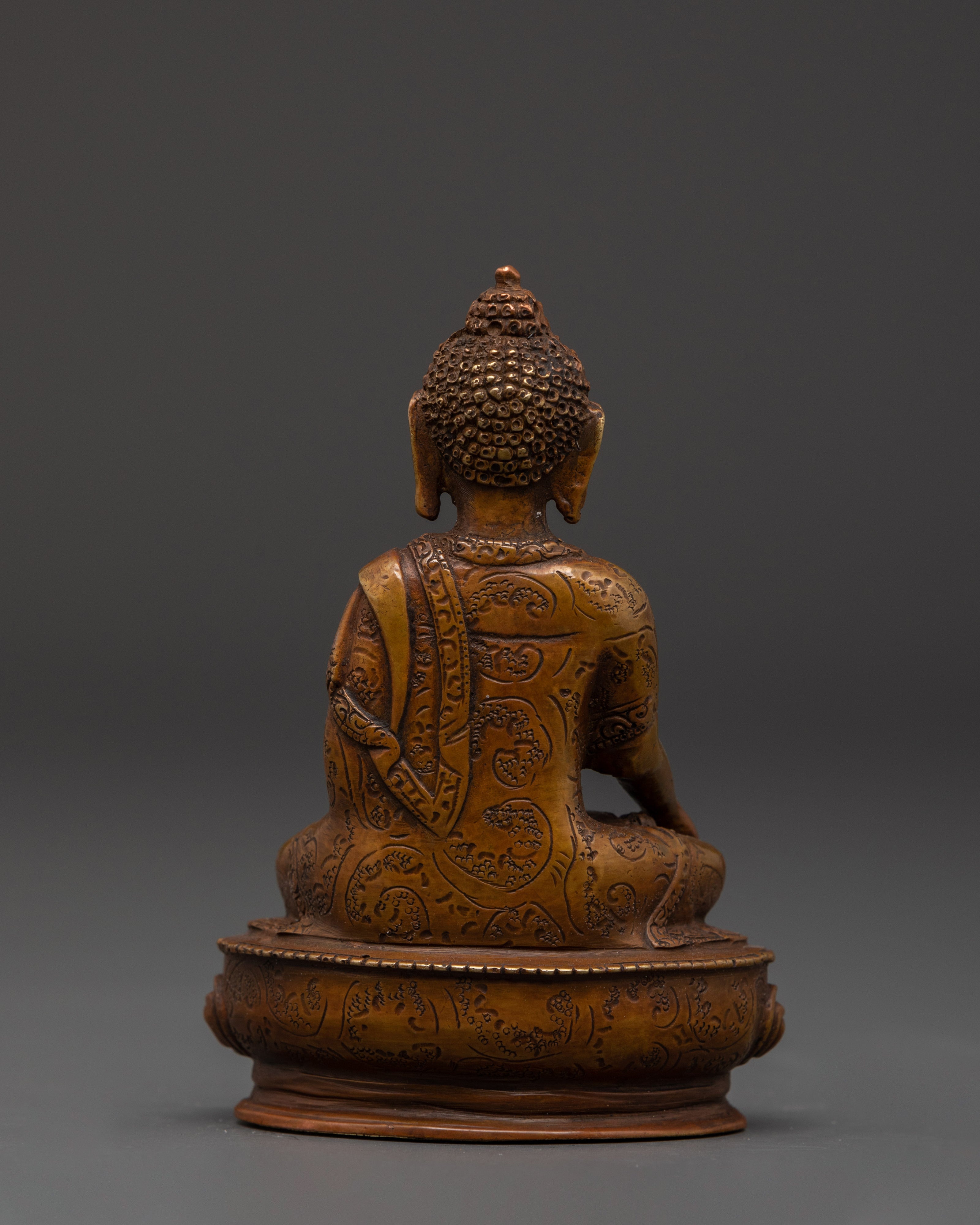 Copper Oxidized Shakyamuni Buddha | For Spiritual Home and Altar Decor