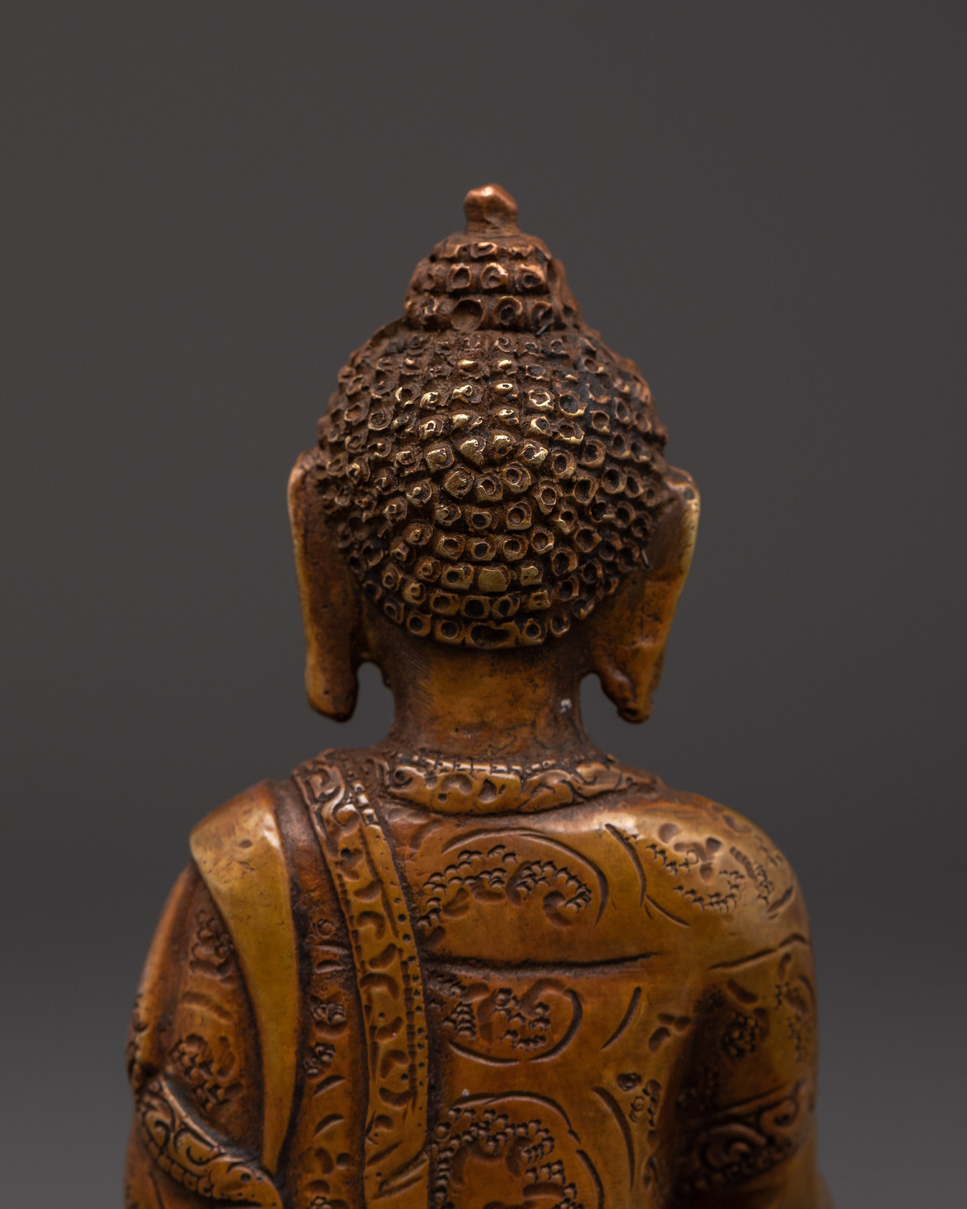 Copper Oxidized Shakyamuni Buddha | For Spiritual Home and Altar Decor