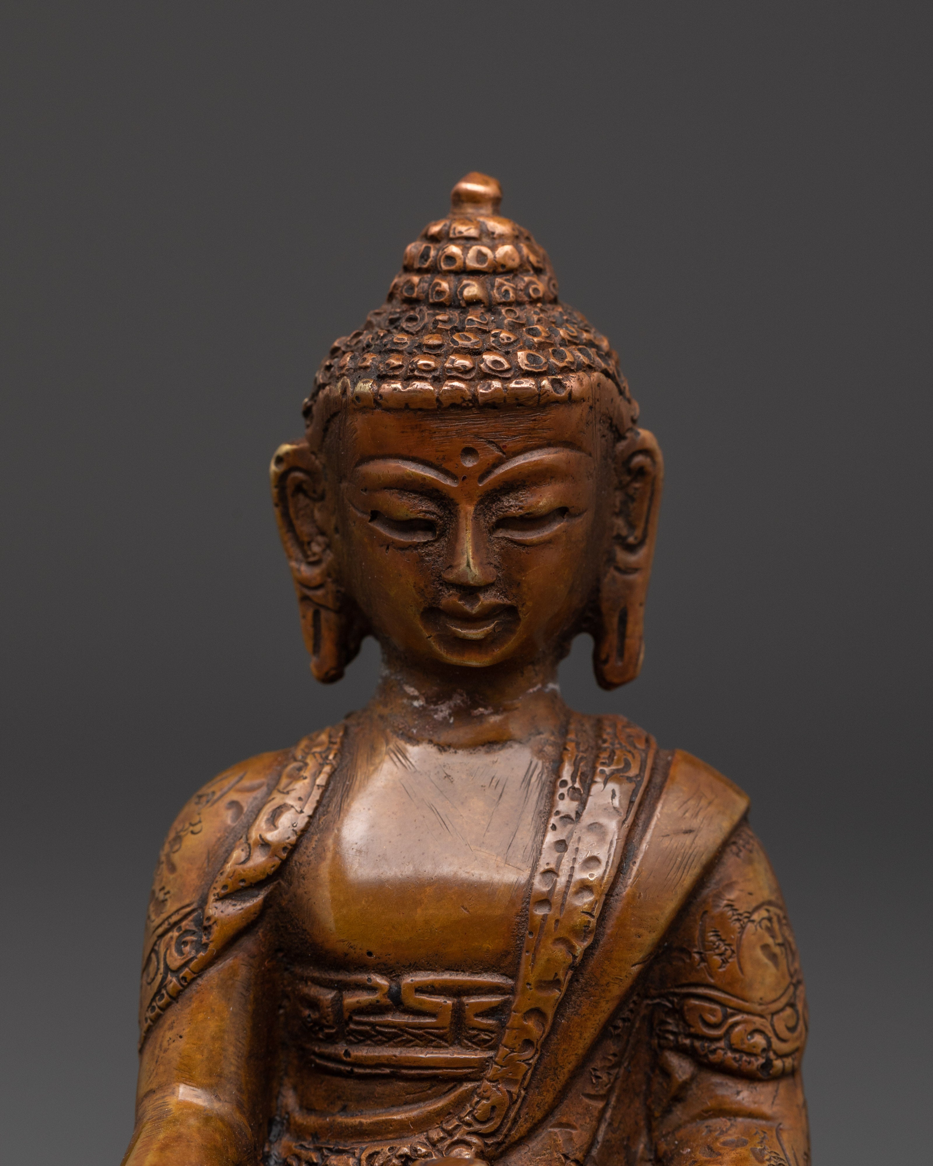 Copper Oxidized Shakyamuni Buddha | For Spiritual Home and Altar Decor