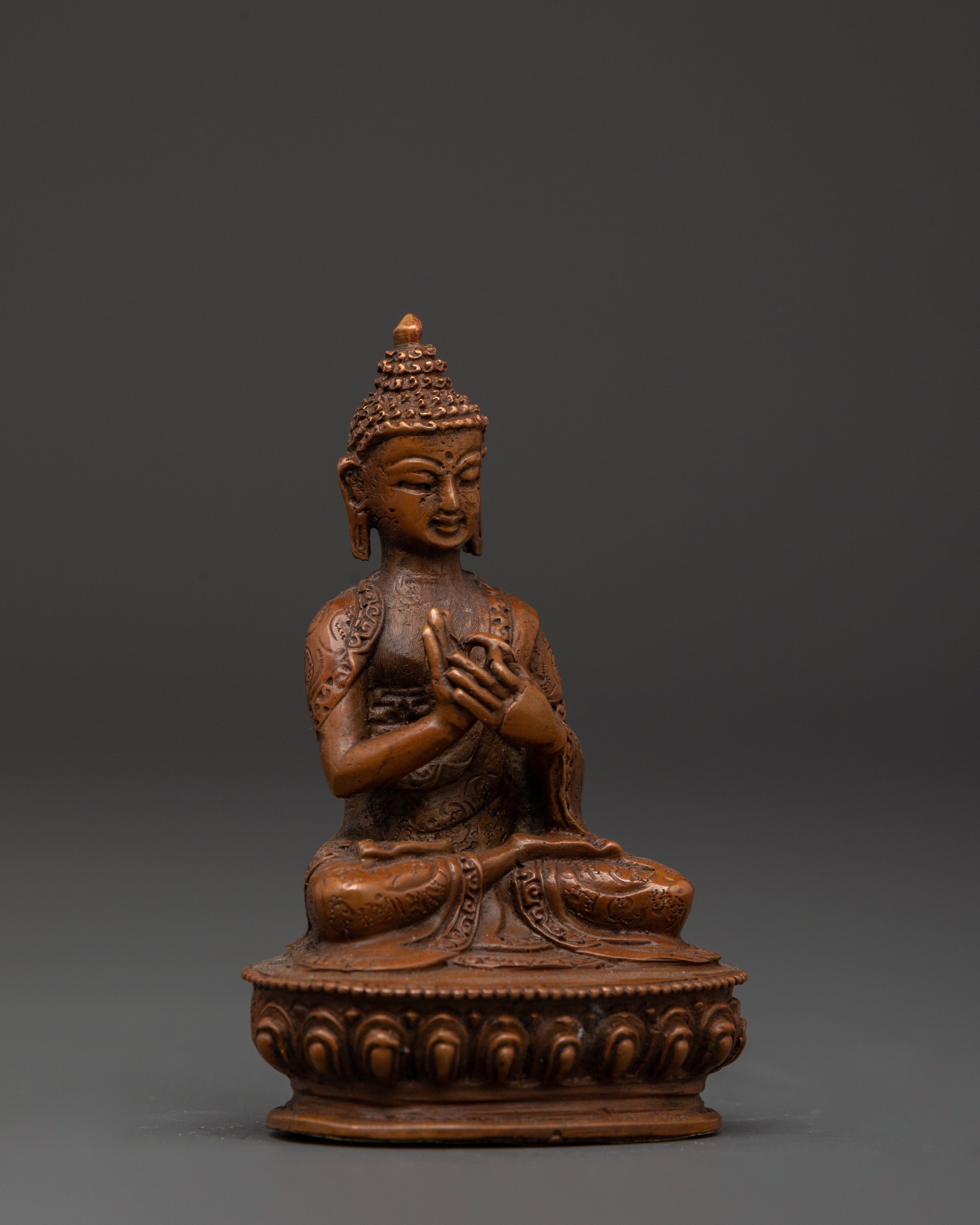 Oxidized Copper Vairocana Statue | For Spiritual Wisdom, Meditation & Buddhist Altar Decor