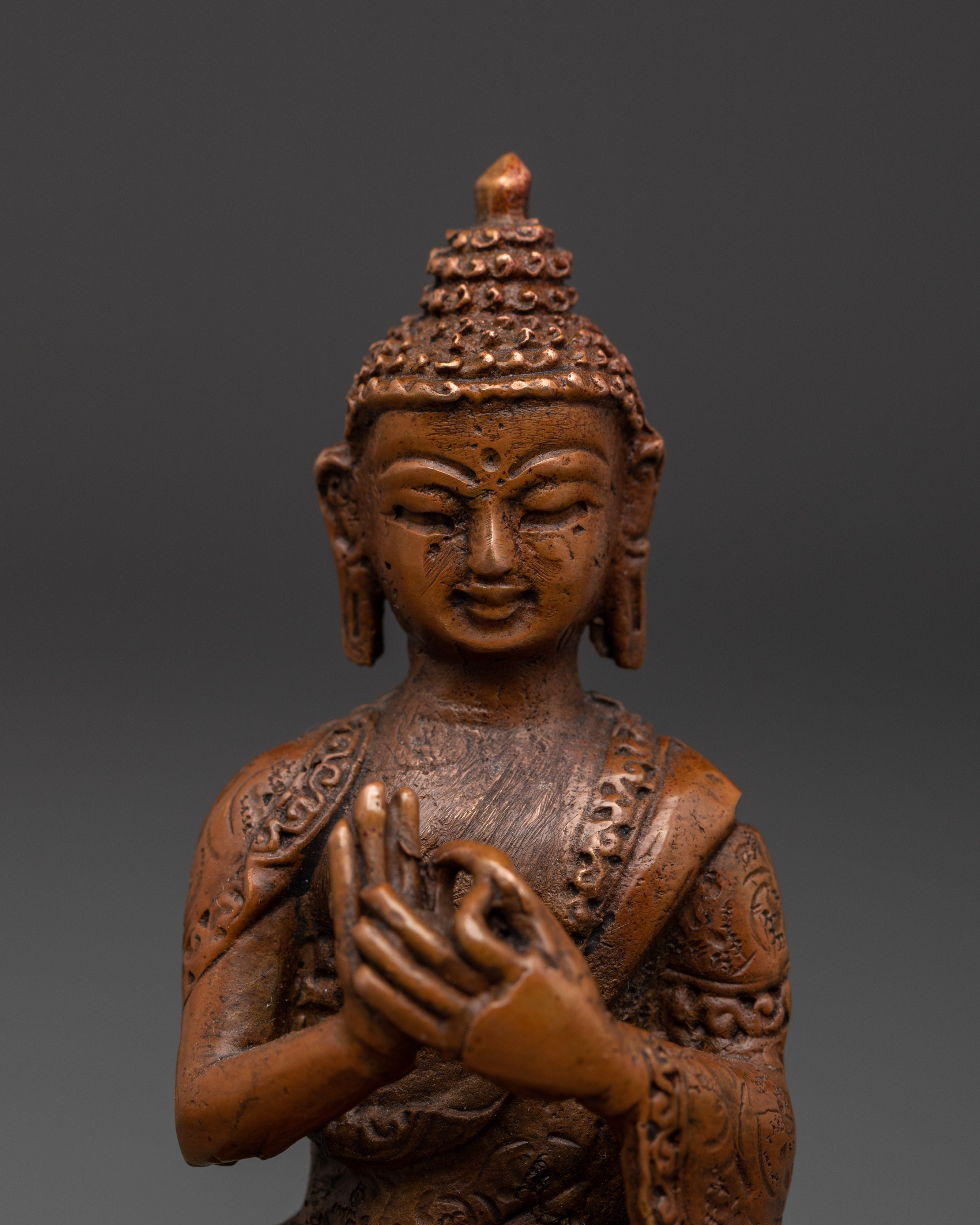 Oxidized Copper Vairocana Statue | For Spiritual Wisdom, Meditation & Buddhist Altar Decor