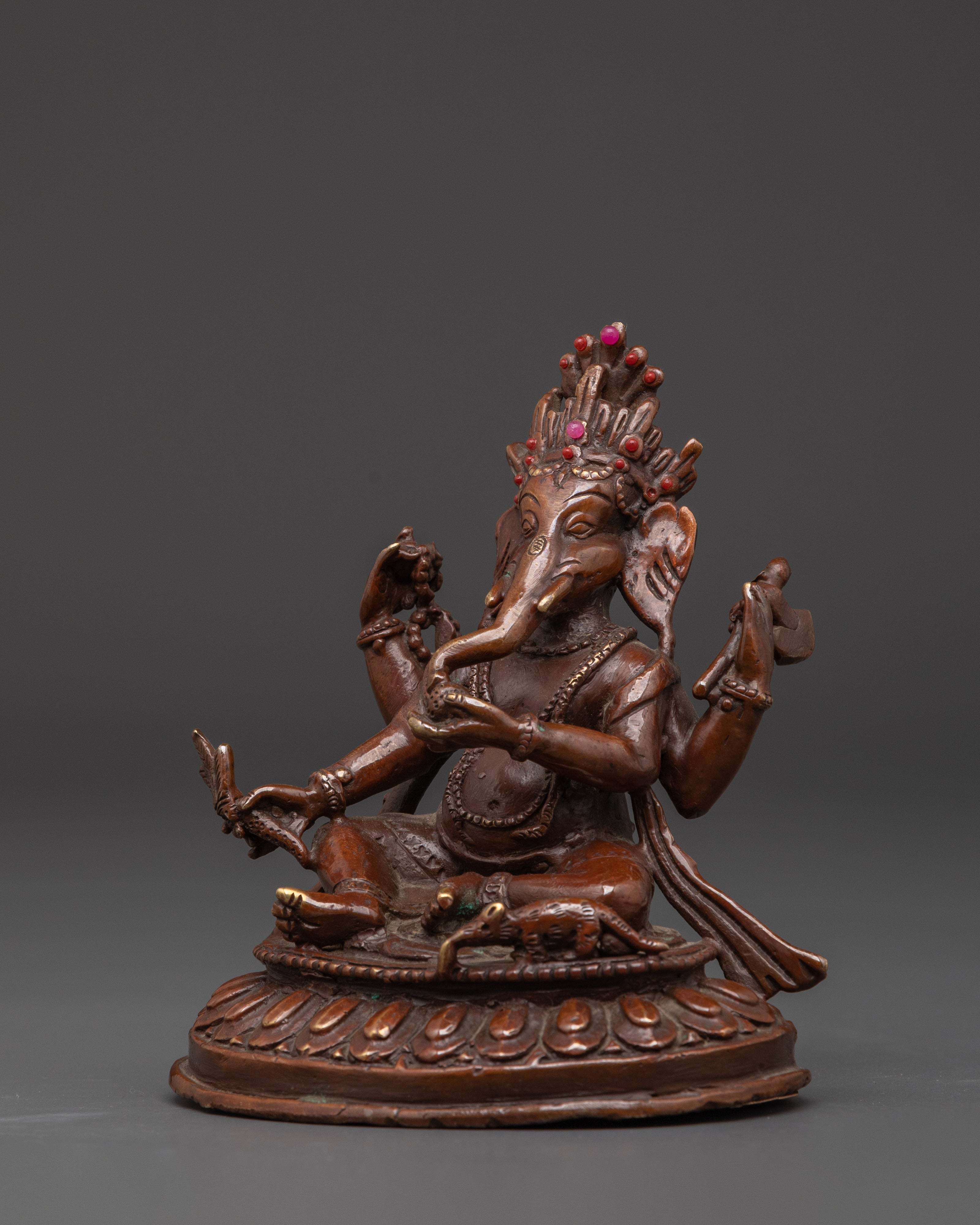 Oxidized Copper Ganapati Statue for Wisdom, Prosperity, and Spiritual Balance