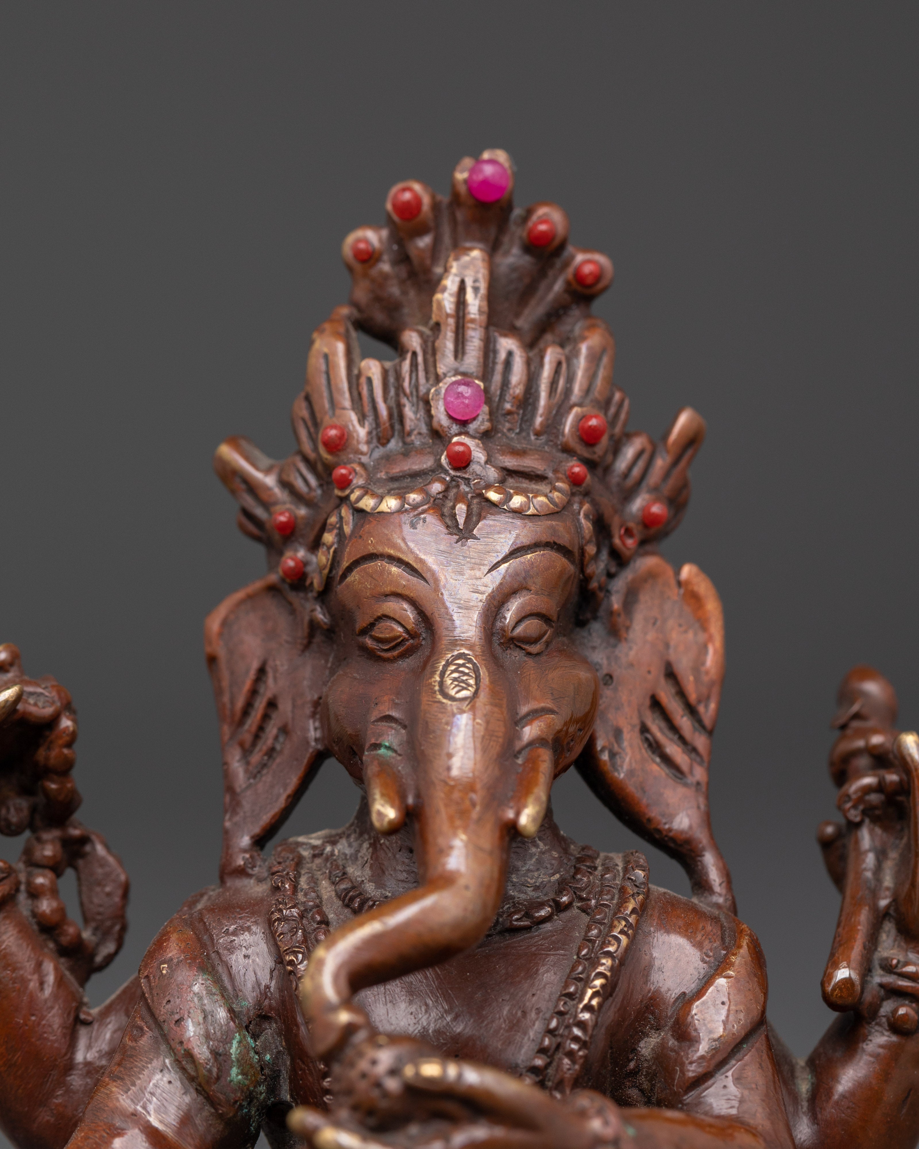 Oxidized Copper Ganapati Statue for Wisdom, Prosperity, and Spiritual Balance