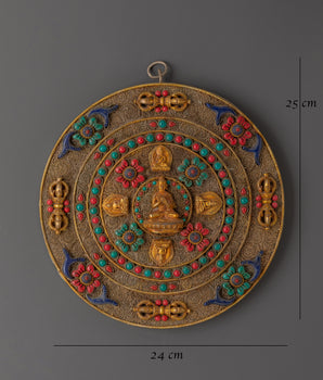 Handcrafted Tibetan Filigree Mandala Wall Hanging | Copper & Brass Buddha Relief