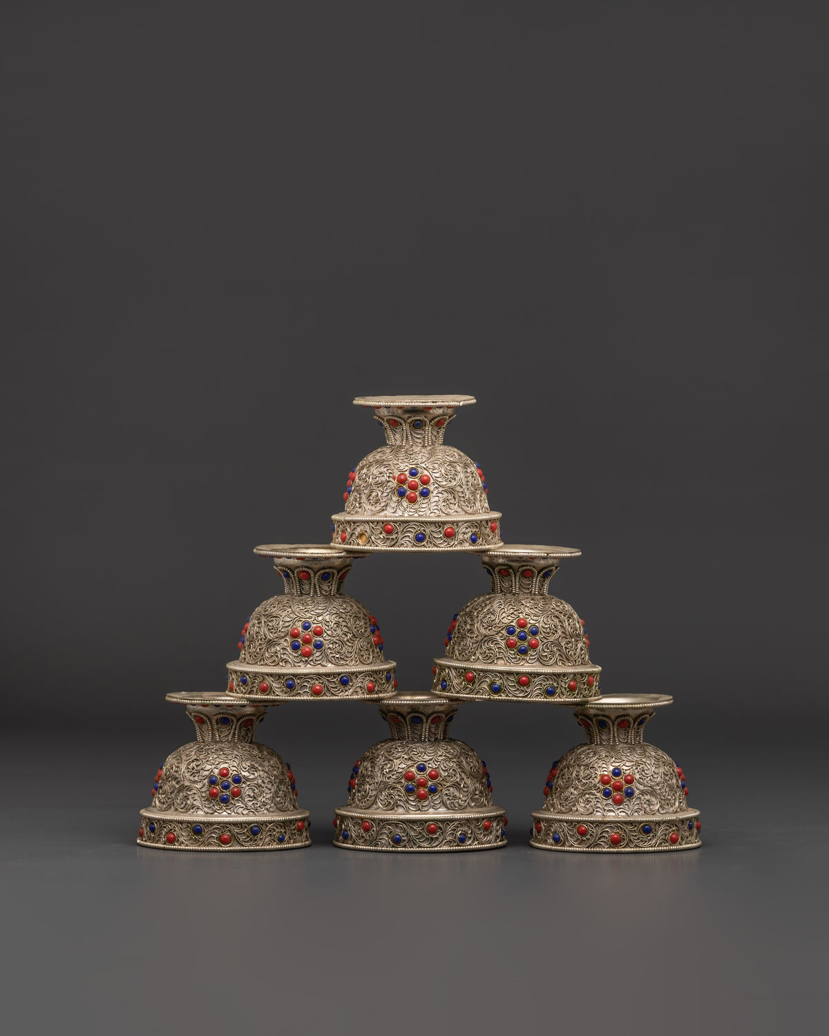 Set of 7 Tibetan Offering Bowls  | For Ritual, Puja, and Altar Use