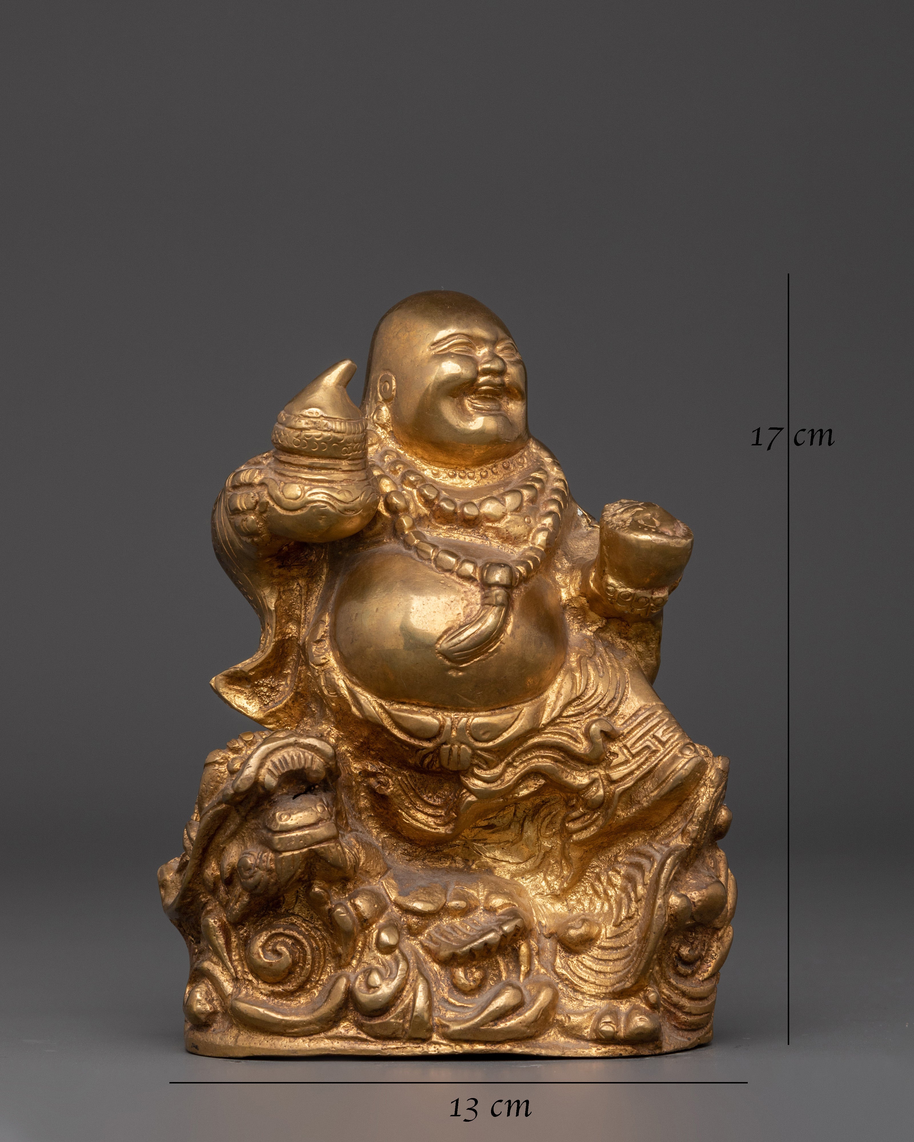 Laughing Buddha Statue for Wealth & Joy | Golden Prosperity Buddha