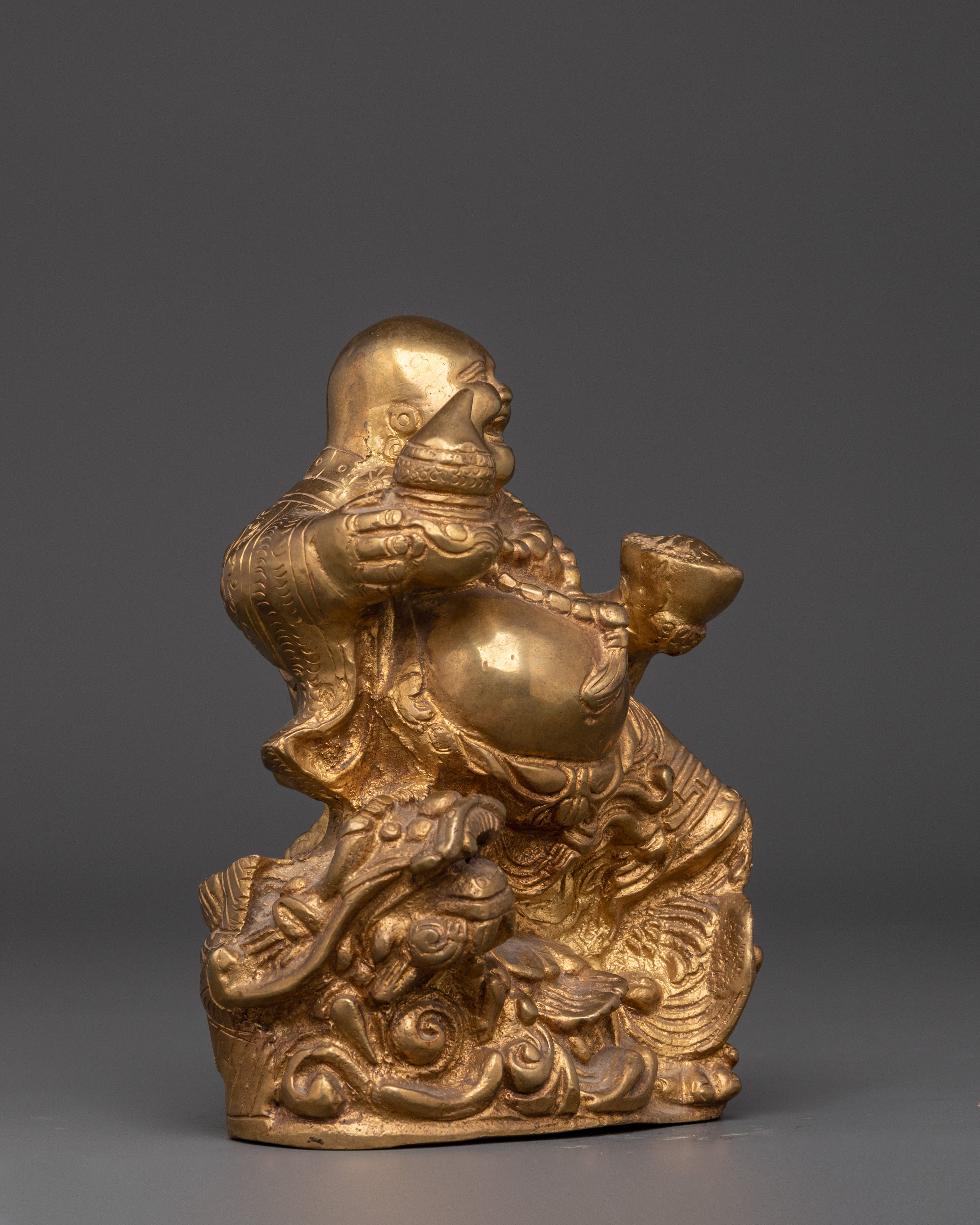 Laughing Buddha Statue for Wealth & Joy | Golden Prosperity Buddha