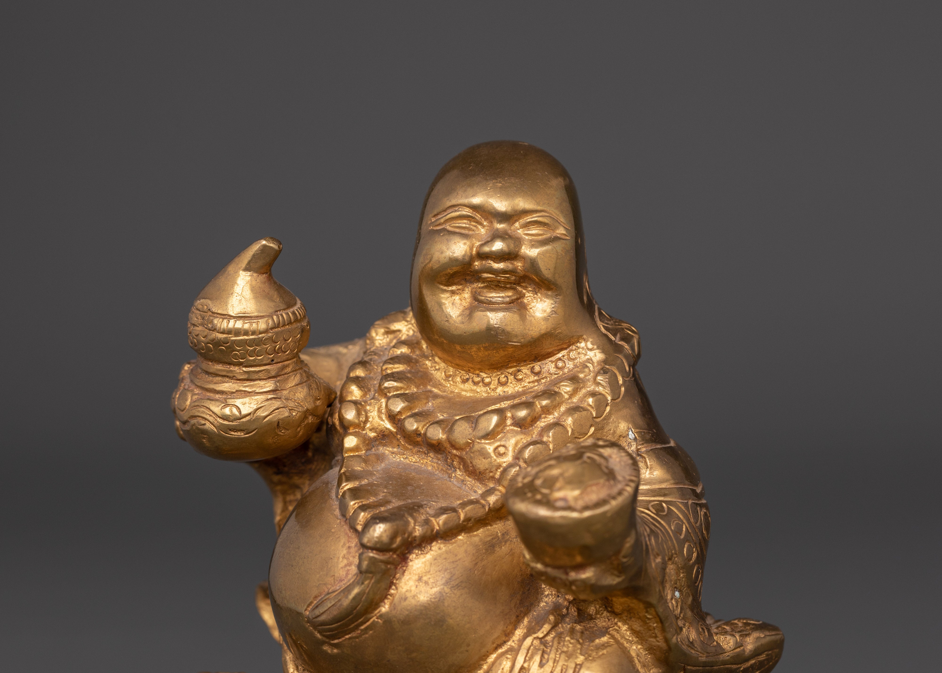Laughing Buddha Statue for Wealth & Joy | Golden Prosperity Buddha