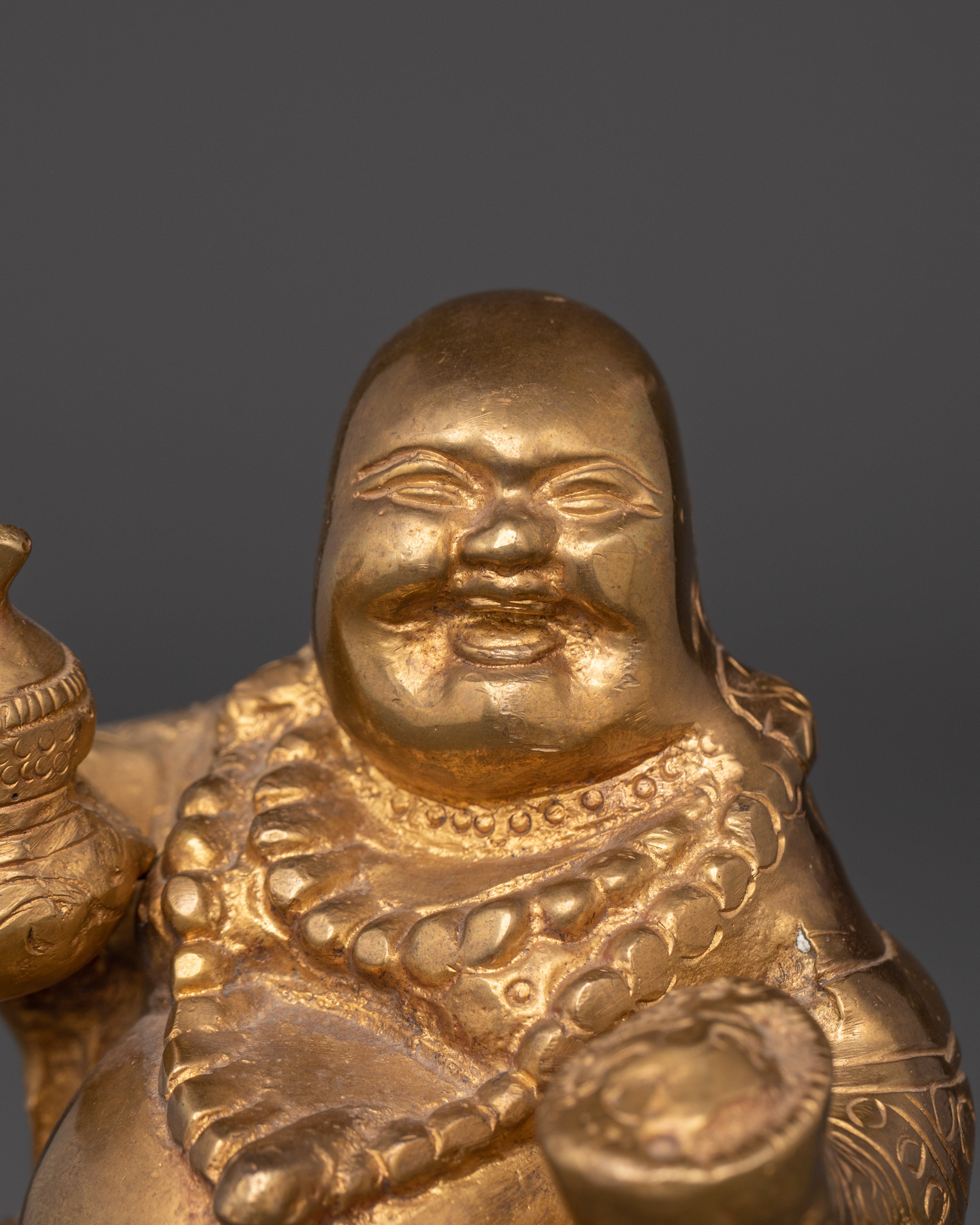 Laughing Buddha Statue for Wealth & Joy | Golden Prosperity Buddha