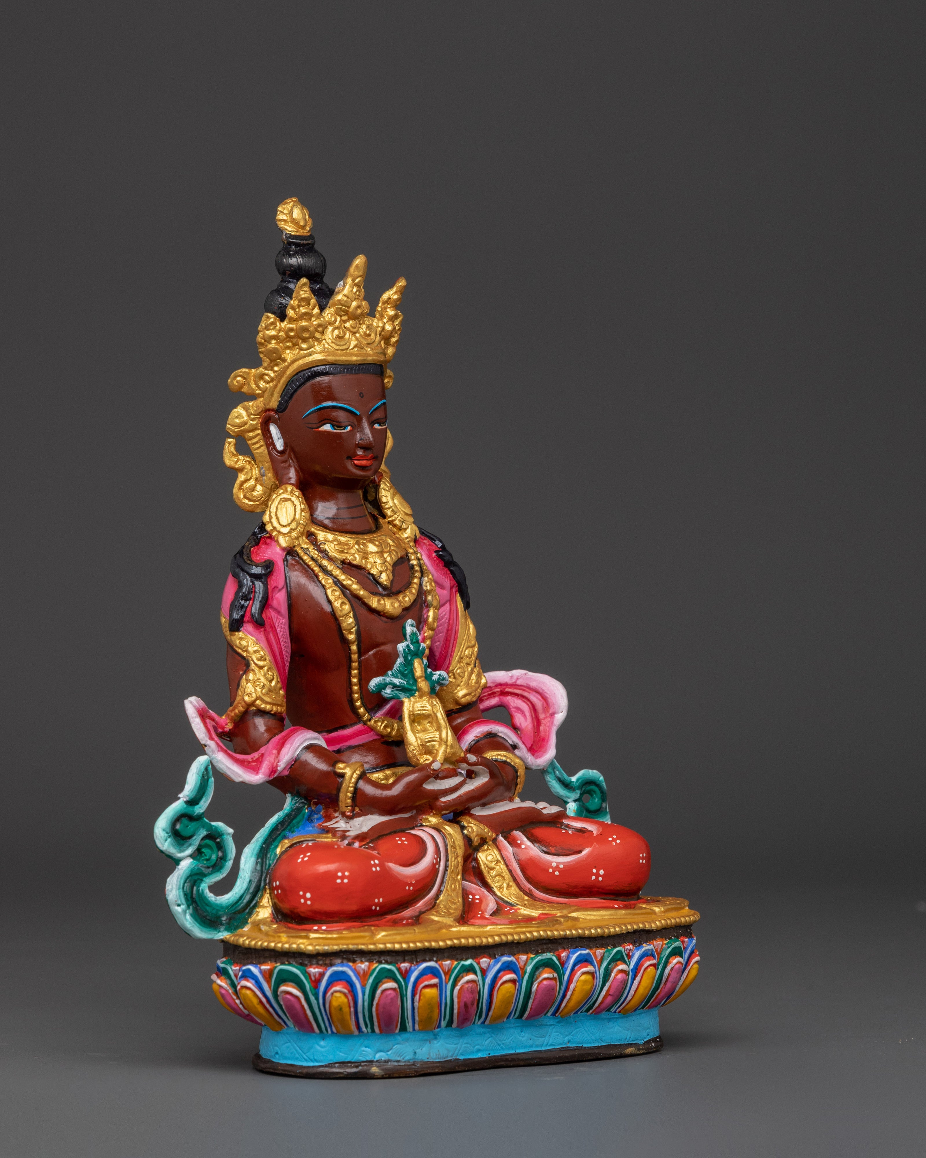 Handmade Tibetan Amitayus Statue | Buddha of Immortality Figurine