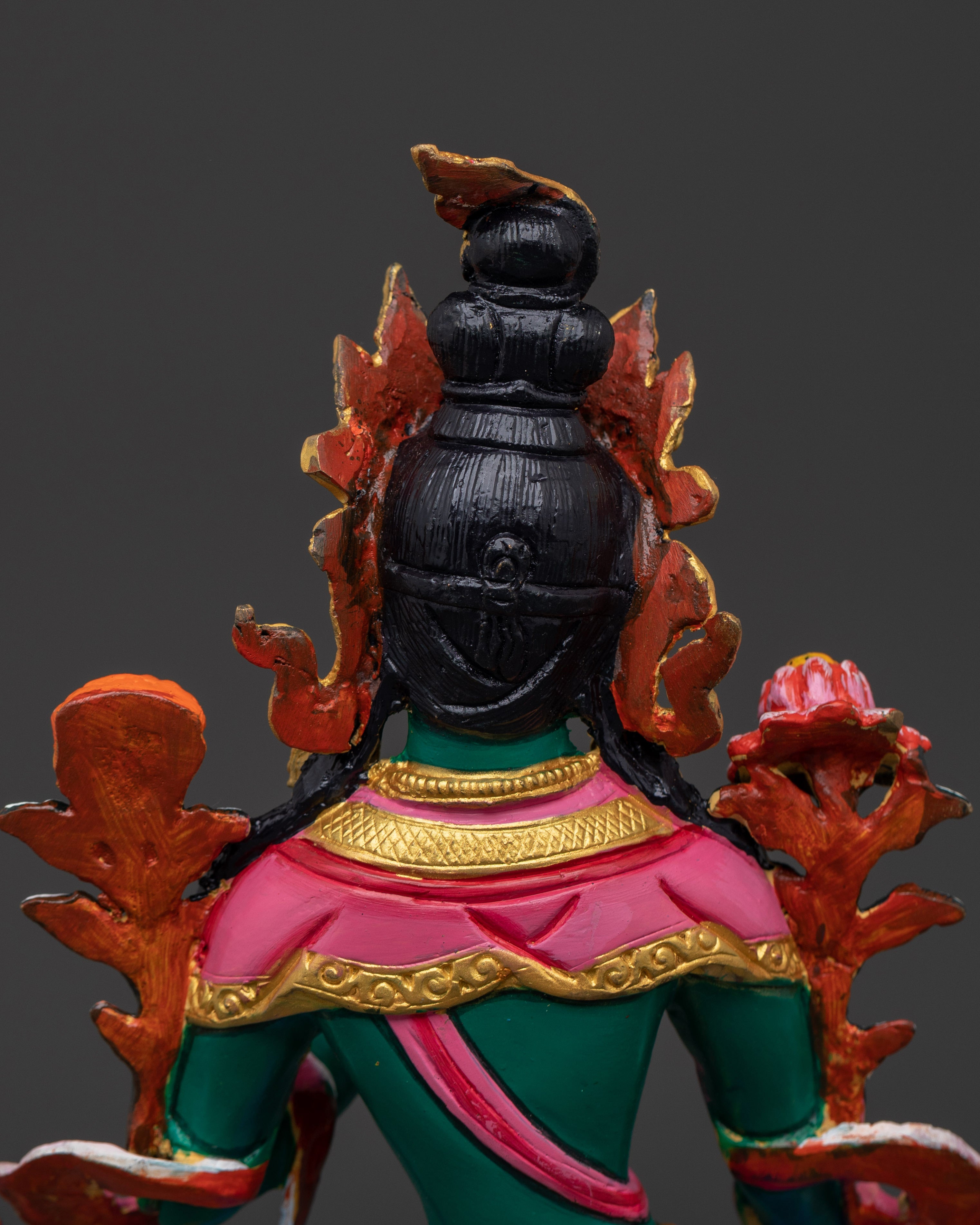 Himalayan Green Tara Sculpture | Handcrafted Copper Body with Acrylic Detailing