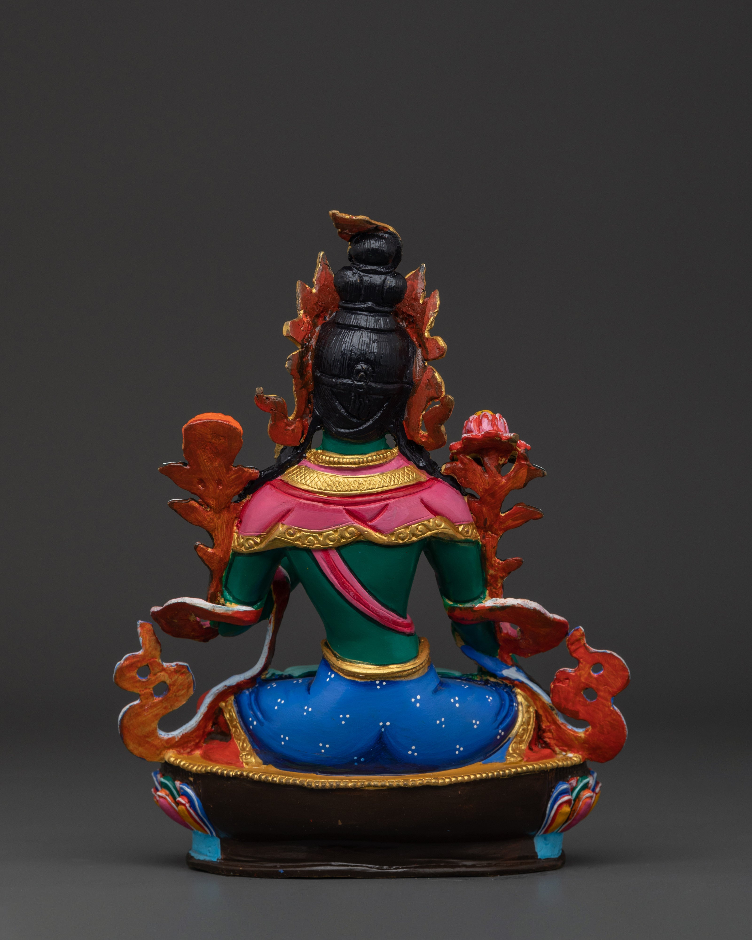 Himalayan Green Tara Sculpture | Handcrafted Copper Body with Acrylic Detailing