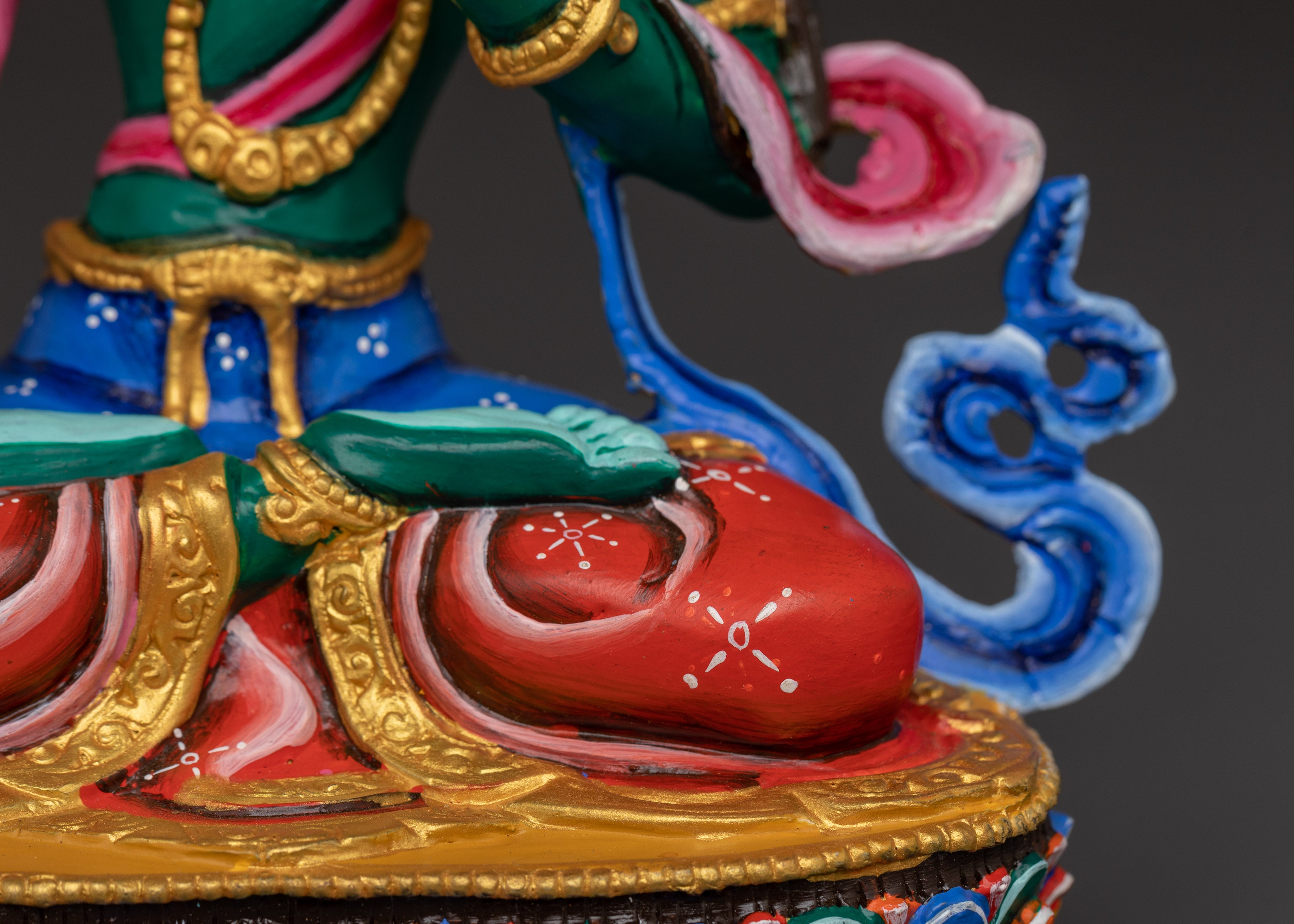 Himalayan Green Tara Sculpture | Handcrafted Copper Body with Acrylic Detailing