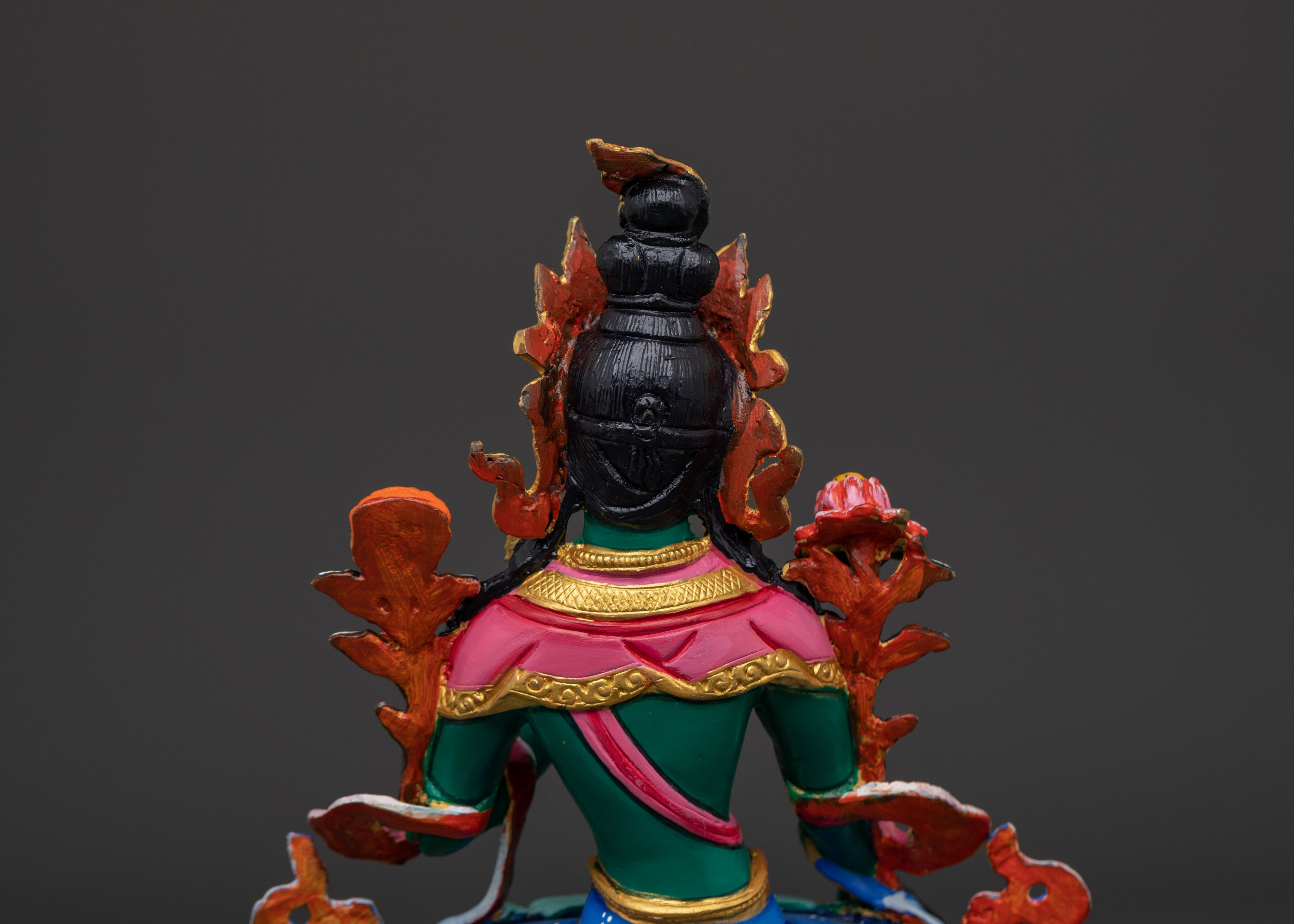 Himalayan Green Tara Sculpture | Handcrafted Copper Body with Acrylic Detailing