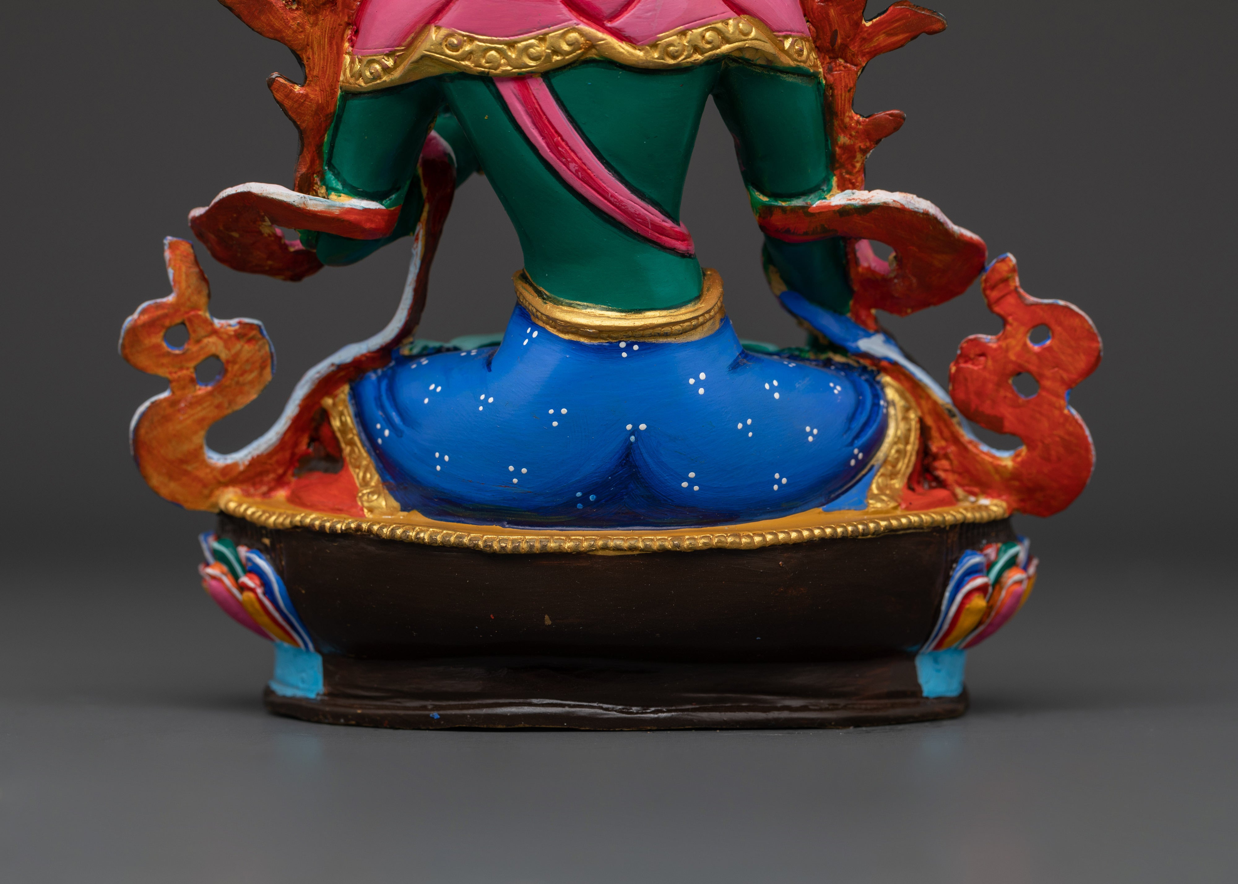 Himalayan Green Tara Sculpture | Handcrafted Copper Body with Acrylic Detailing
