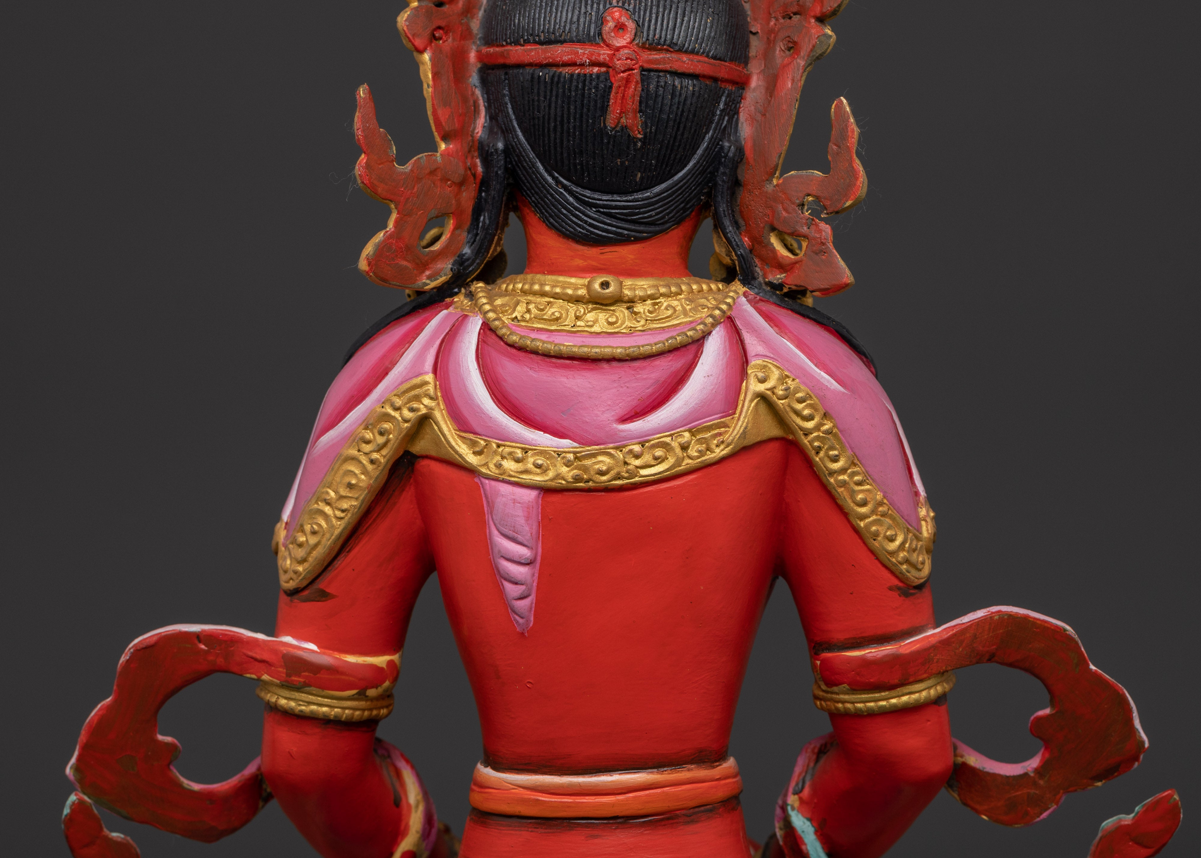Handcrafted Tibetan Amitayus Sculpture | Copper Body with Acrylic Paint Detailing