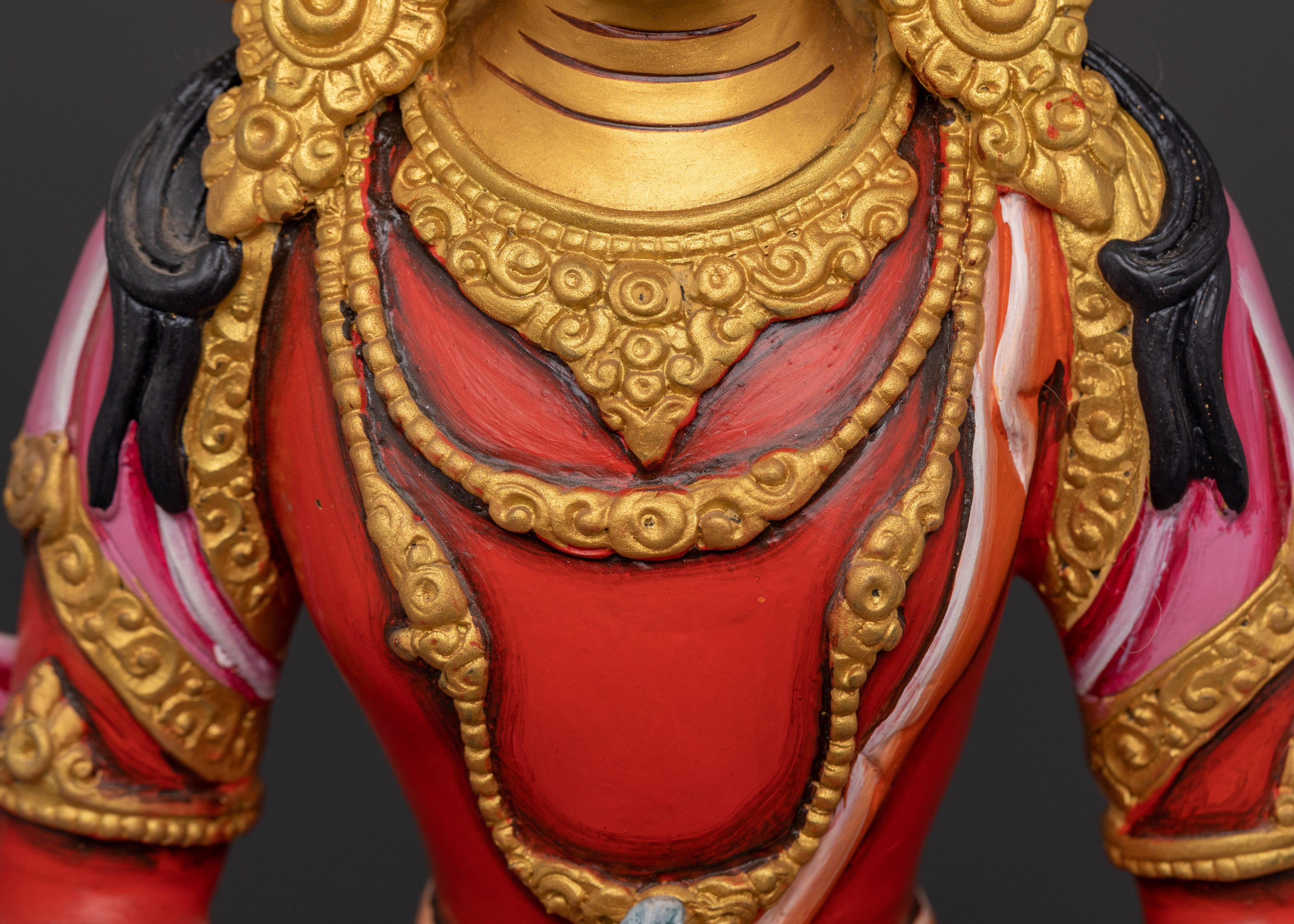 Handcrafted Tibetan Amitayus Sculpture | Copper Body with Acrylic Paint Detailing