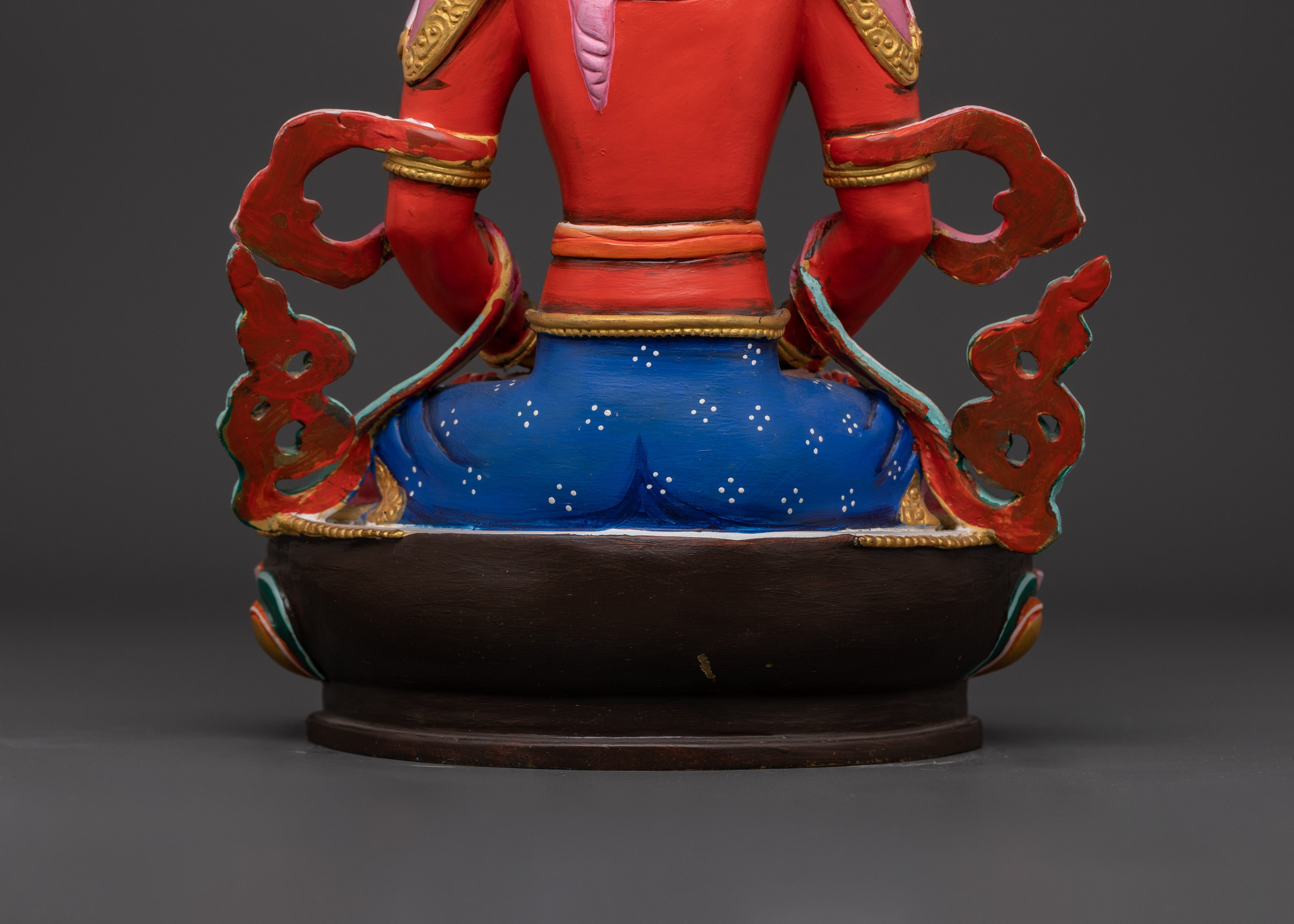 Handcrafted Tibetan Amitayus Sculpture | Copper Body with Acrylic Paint Detailing