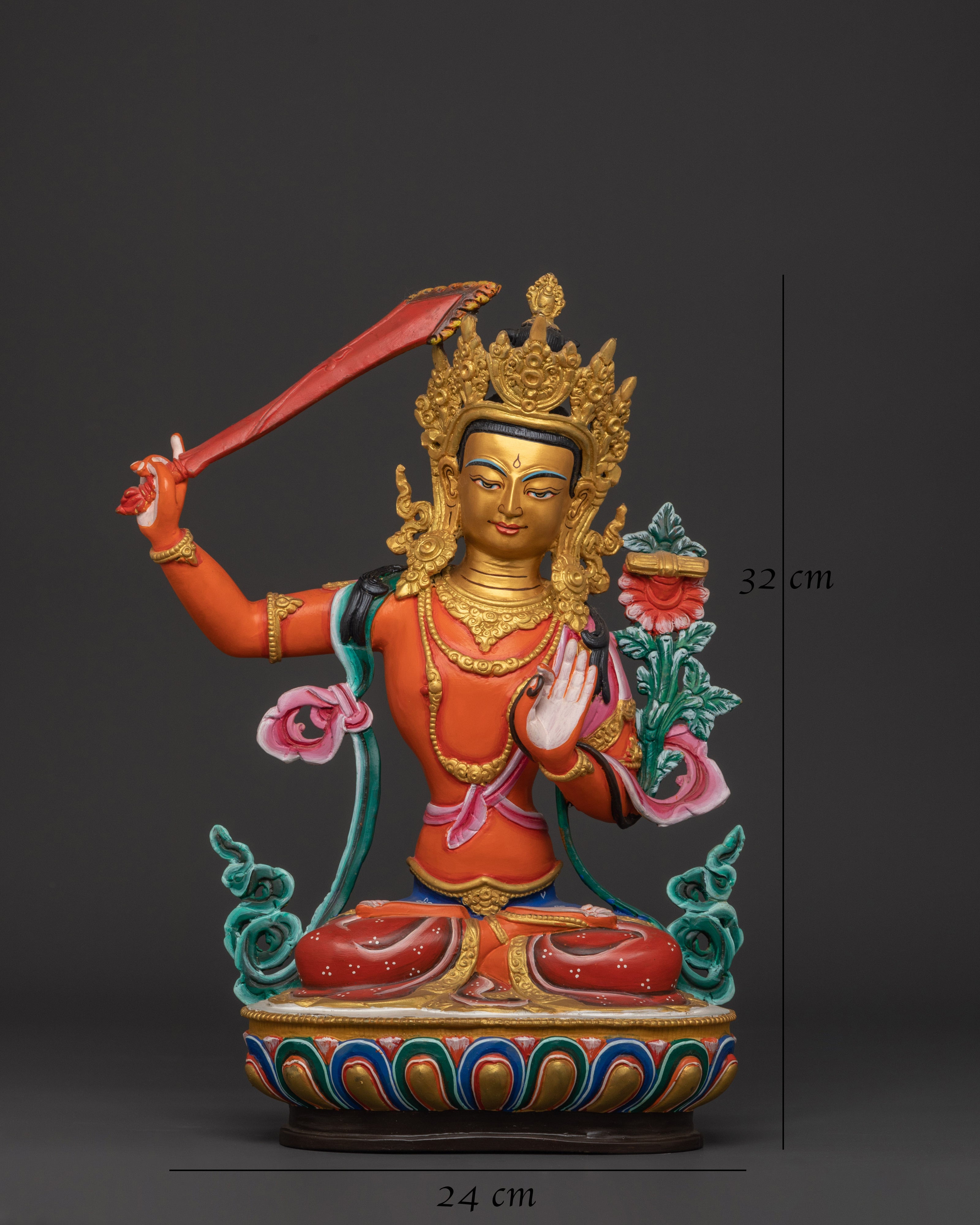 Manjushri Sword of Wisdom Figurine | Handcrafted Copper Buddhist Deity Sculpture