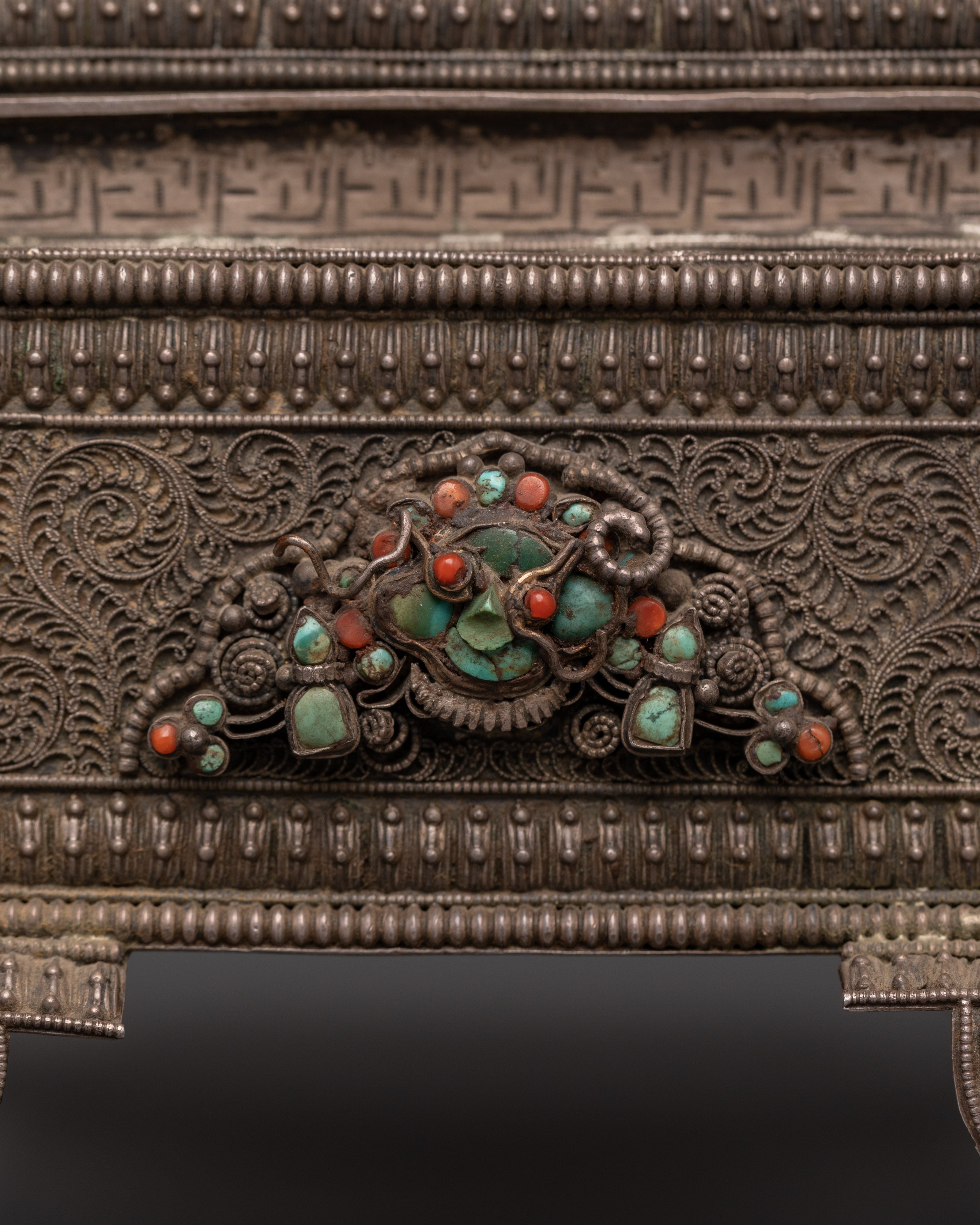 Gemstone Decorated Treasure Box | Handcrafted Silver Jewelry Chest