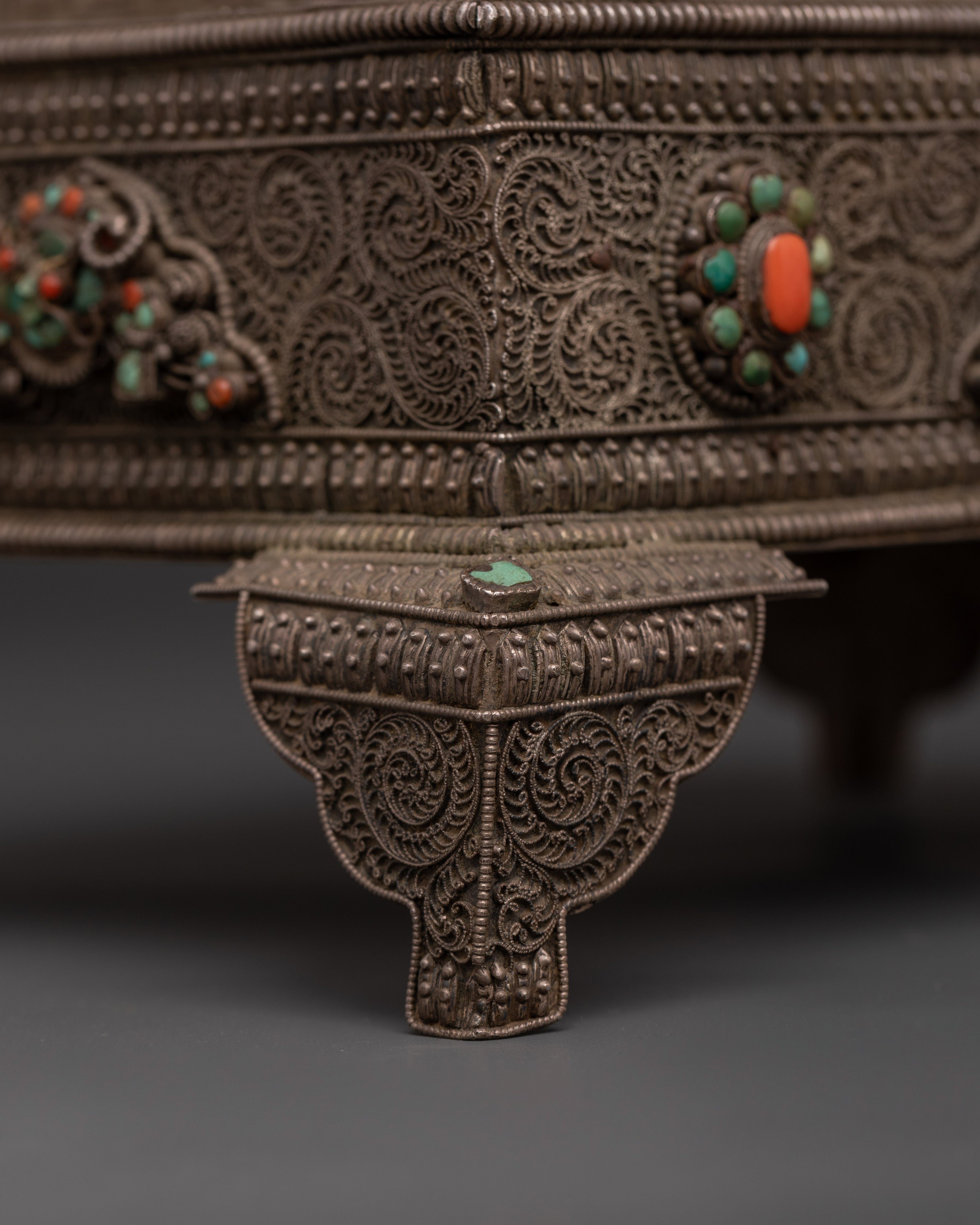 Gemstone Decorated Treasure Box | Handcrafted Silver Jewelry Chest