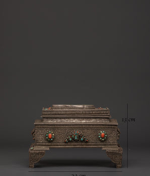 Gemstone Decorated Treasure Box | Handcrafted Silver Jewelry Chest