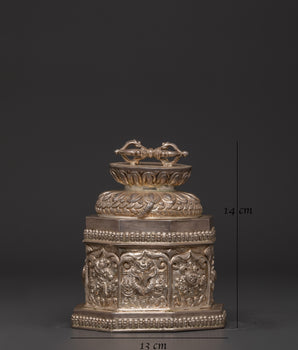 Traditional Tibetan Silver Box | Handcrafted Authentic Himalayan Keepsake Container