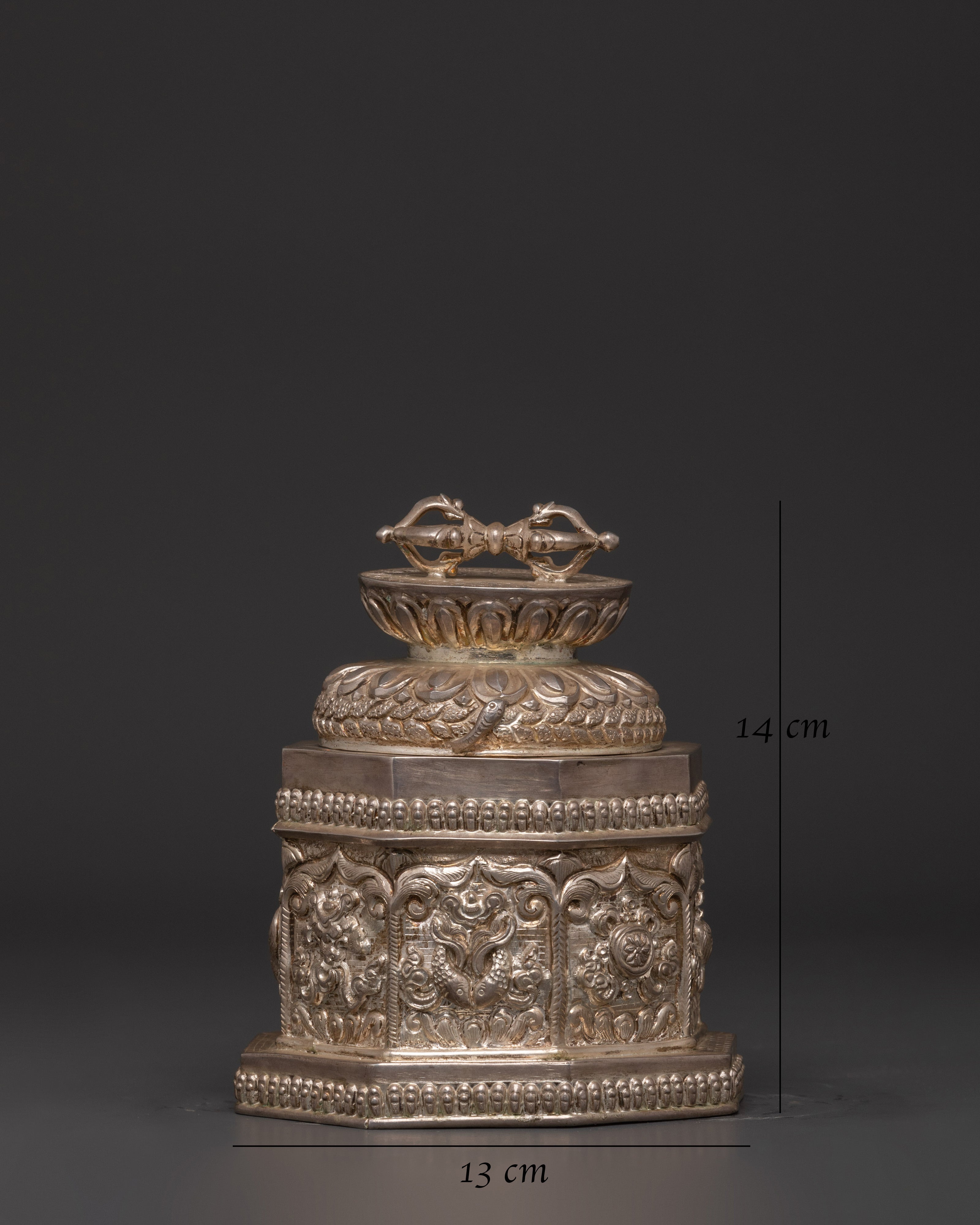 Traditional Tibetan Silver Box | Handcrafted Authentic Himalayan Keepsake Container