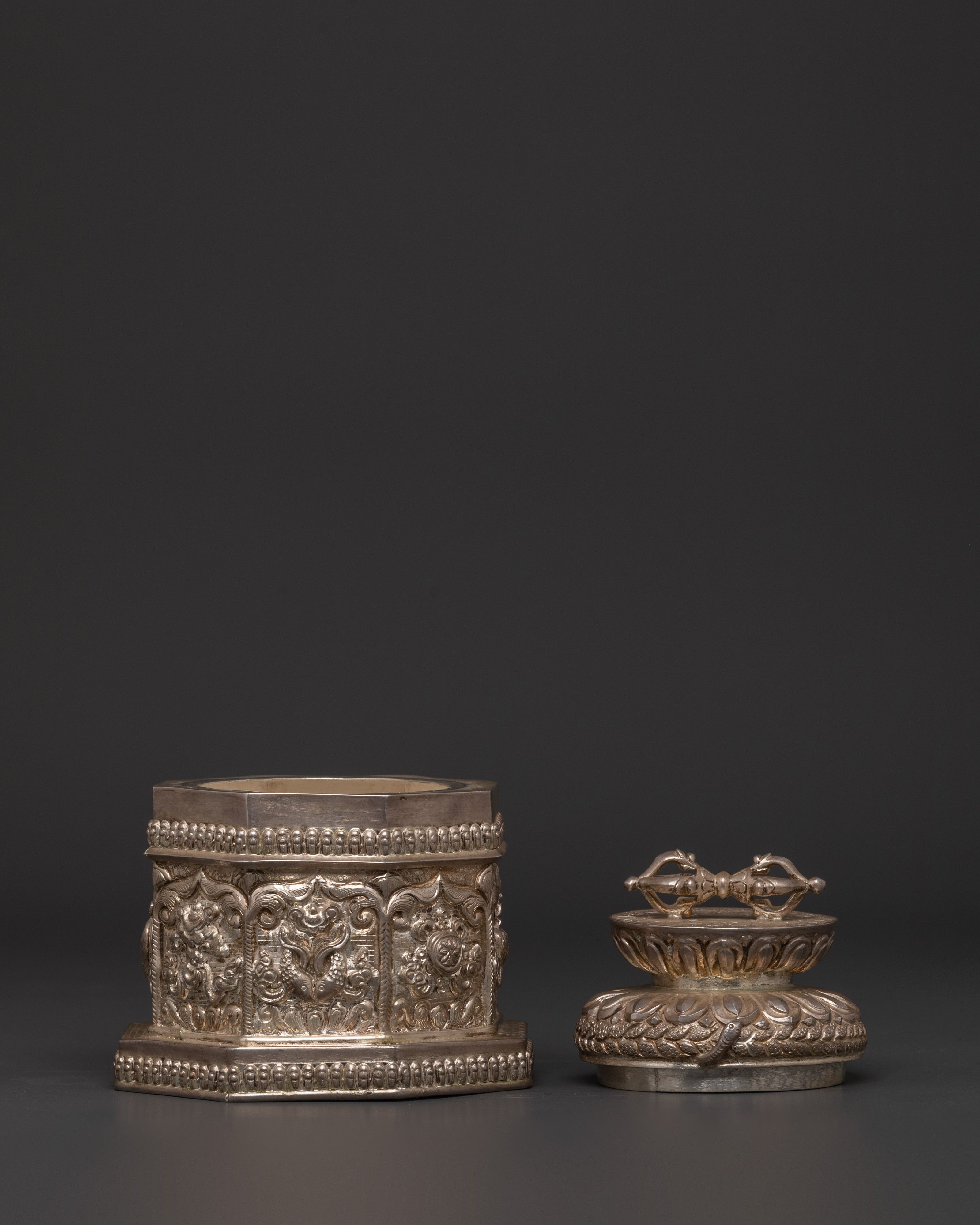 Traditional Tibetan Silver Box | Handcrafted Authentic Himalayan Keepsake Container