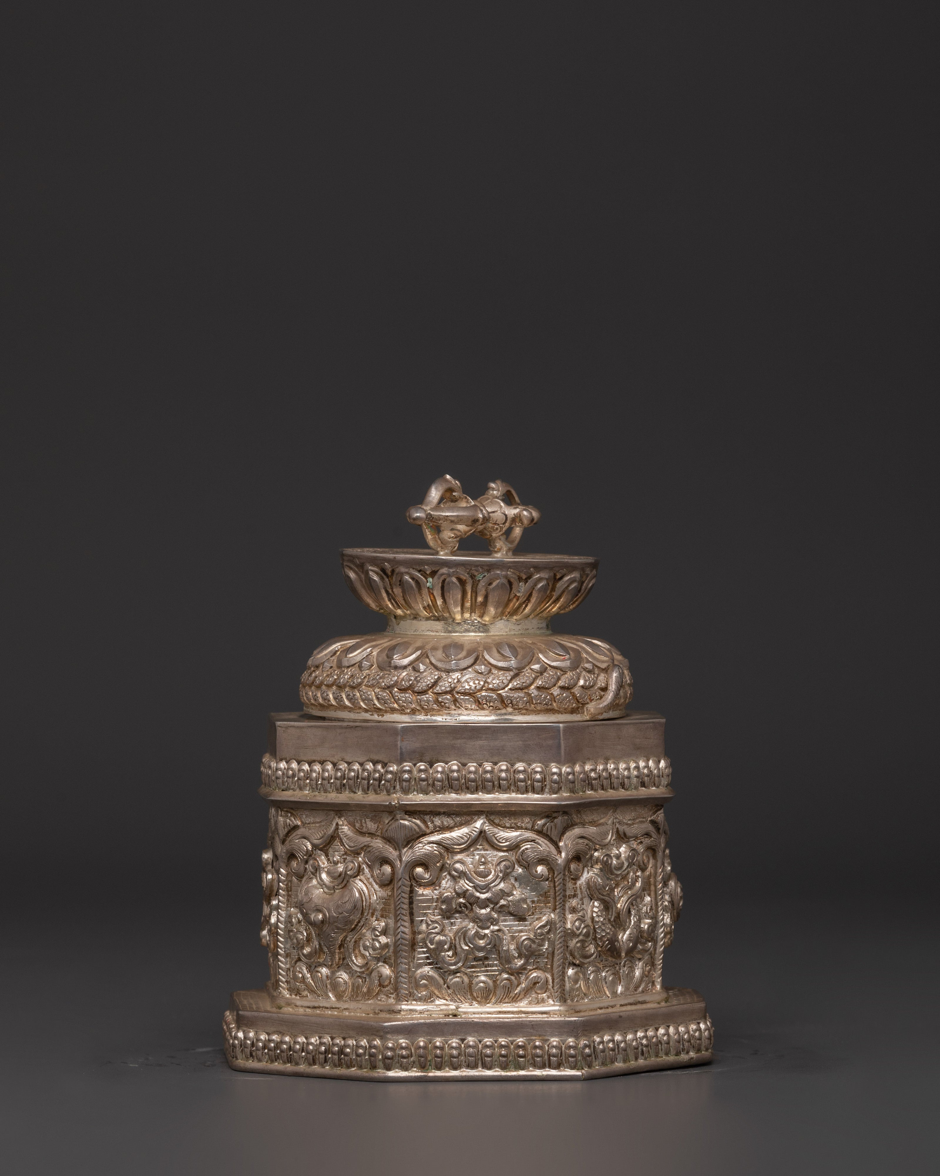 Traditional Tibetan Silver Box | Handcrafted Authentic Himalayan Keepsake Container