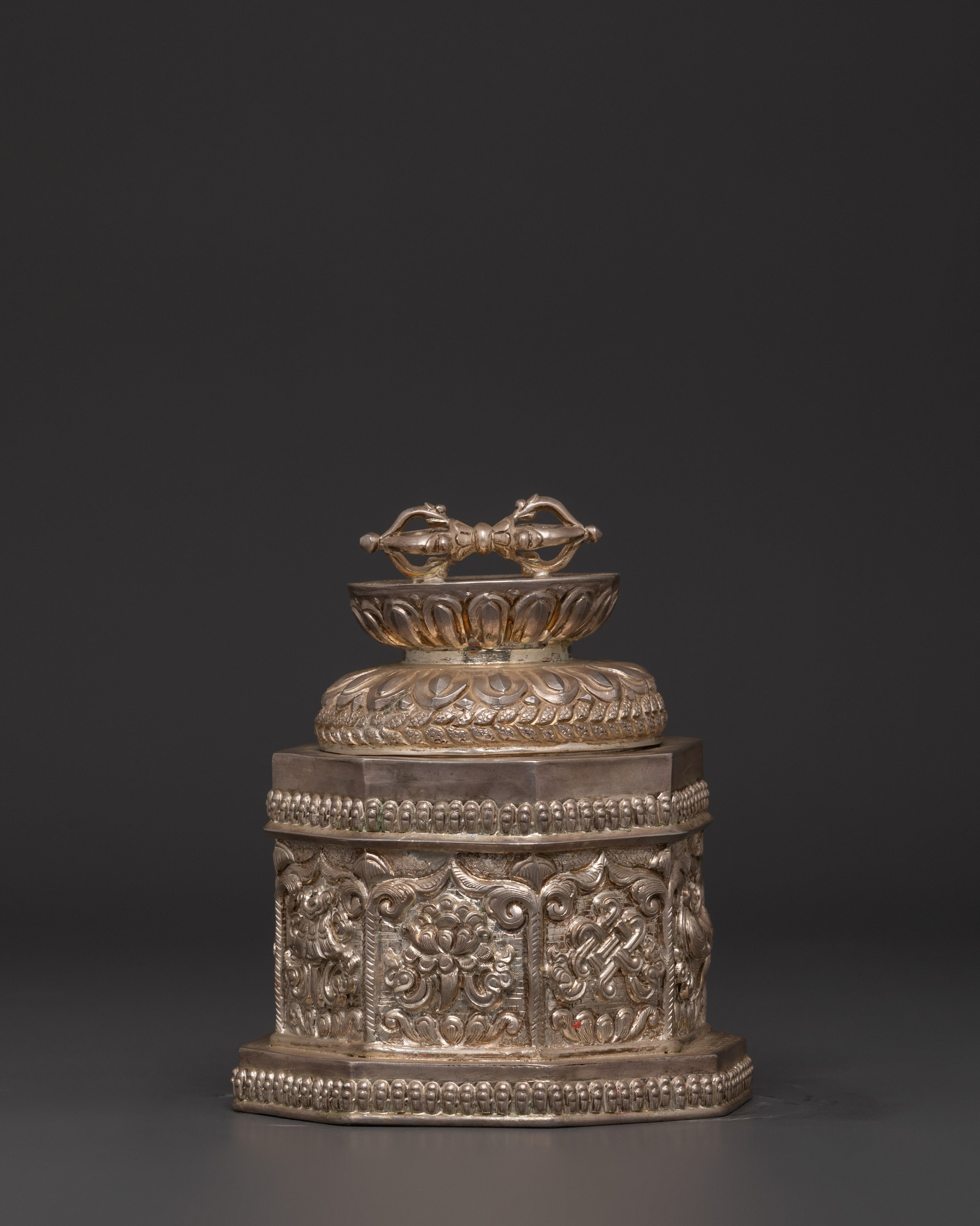 Traditional Tibetan Silver Box | Handcrafted Authentic Himalayan Keepsake Container