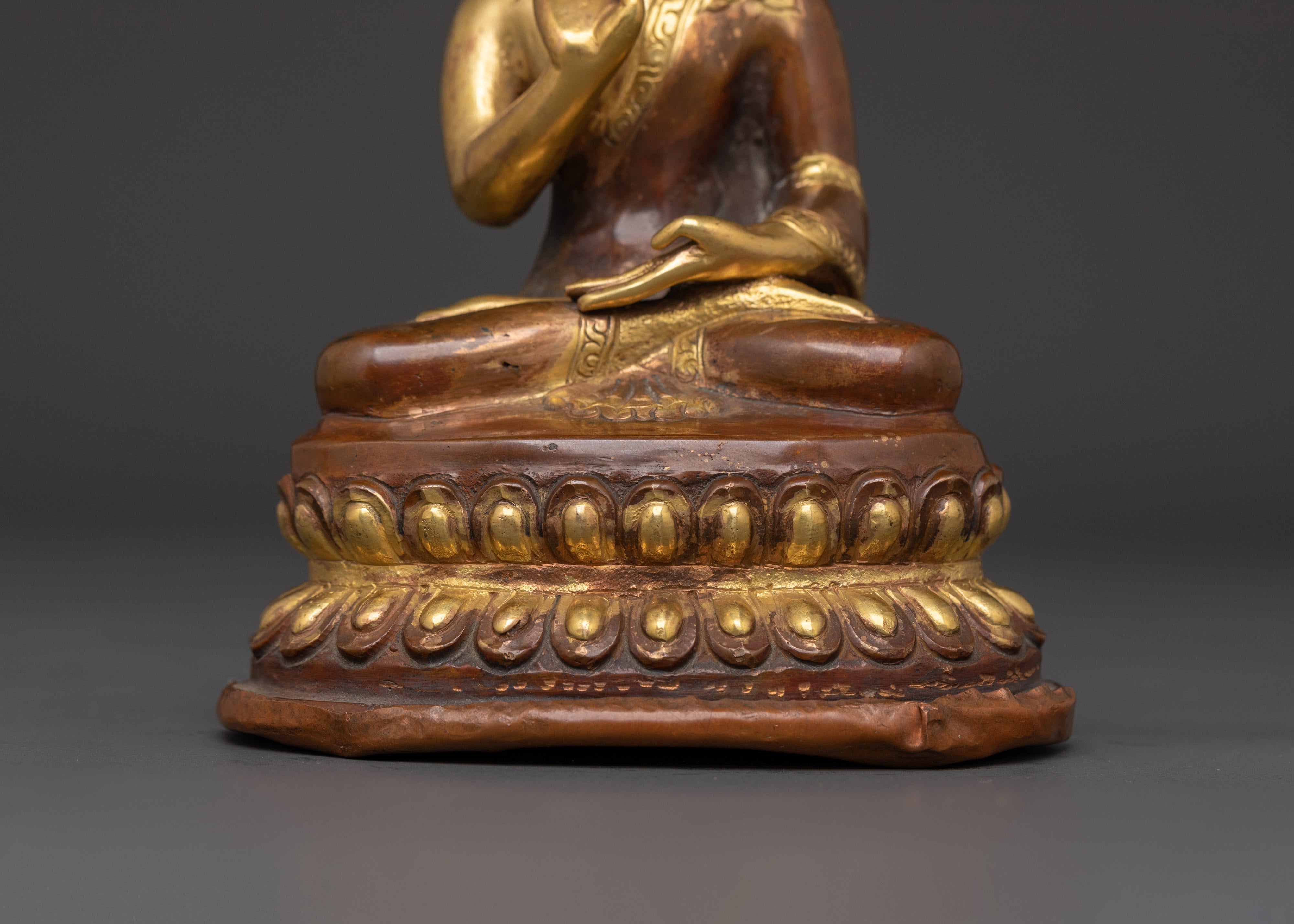 Amogasiddhi Statue Gold Plated Oxidized Copper | Buddhist Deity Figurine