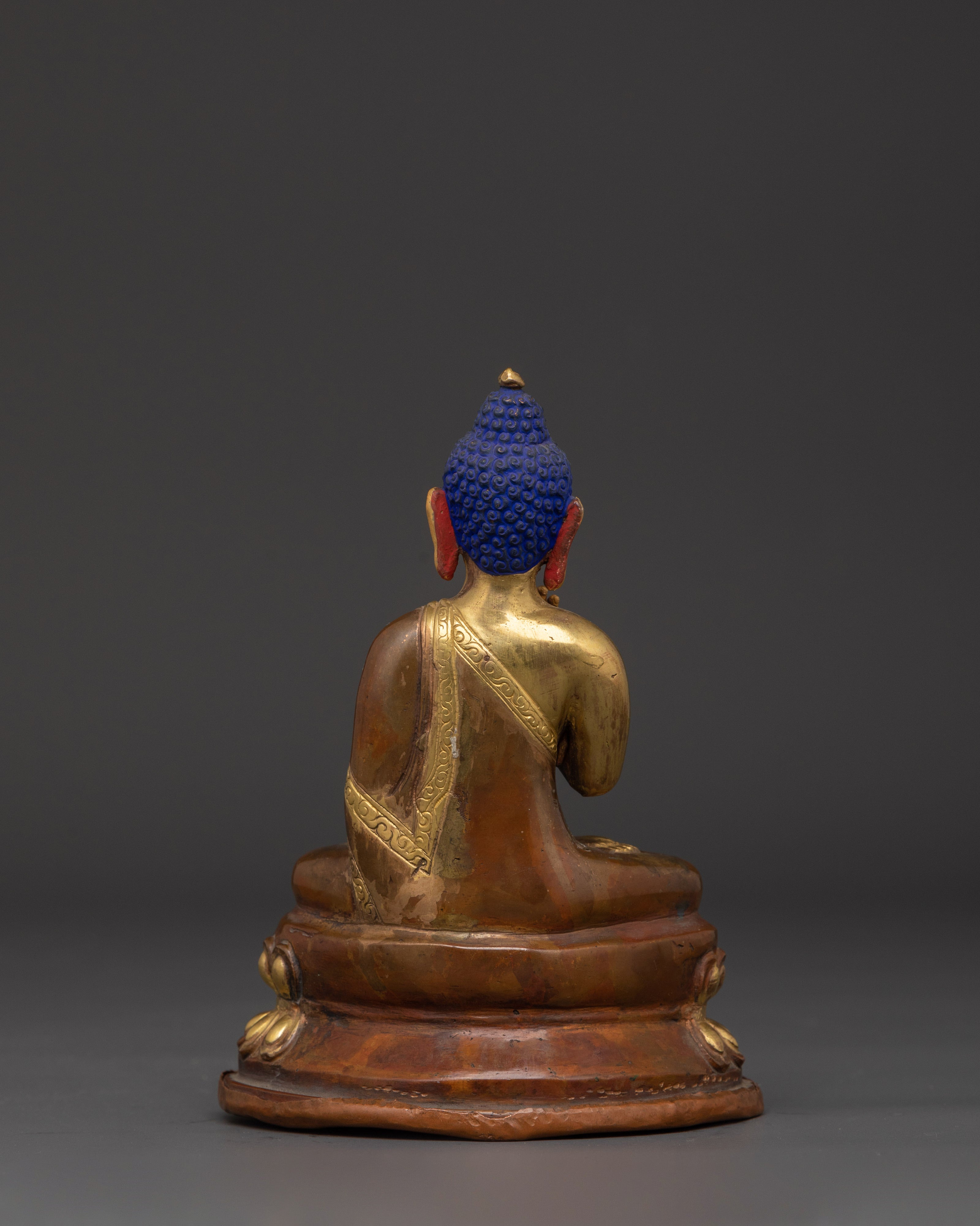 Amogasiddhi Statue Gold Plated Oxidized Copper | Buddhist Deity Figurine