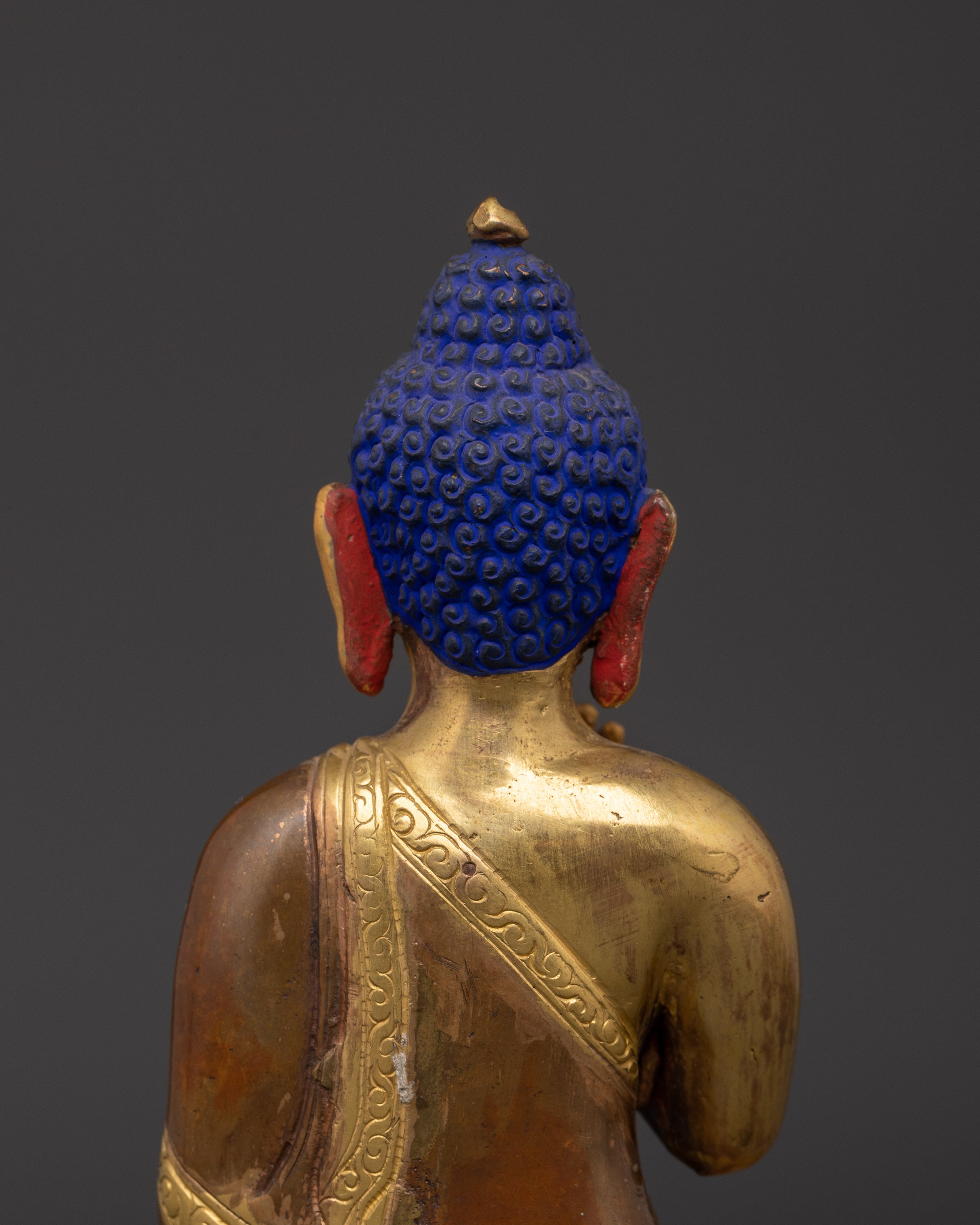 Amogasiddhi Statue Gold Plated Oxidized Copper | Buddhist Deity Figurine