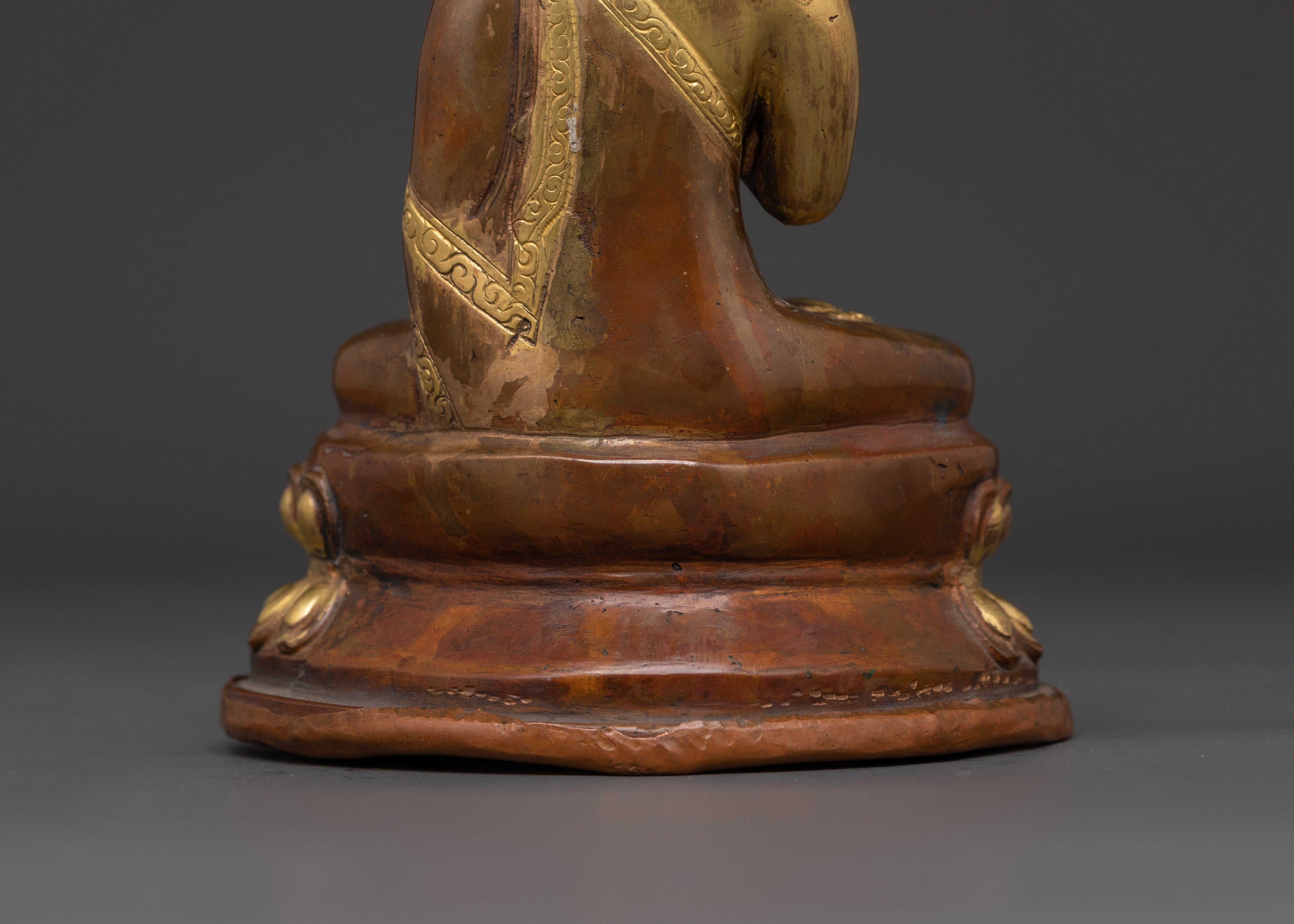 Amogasiddhi Statue Gold Plated Oxidized Copper | Buddhist Deity Figurine